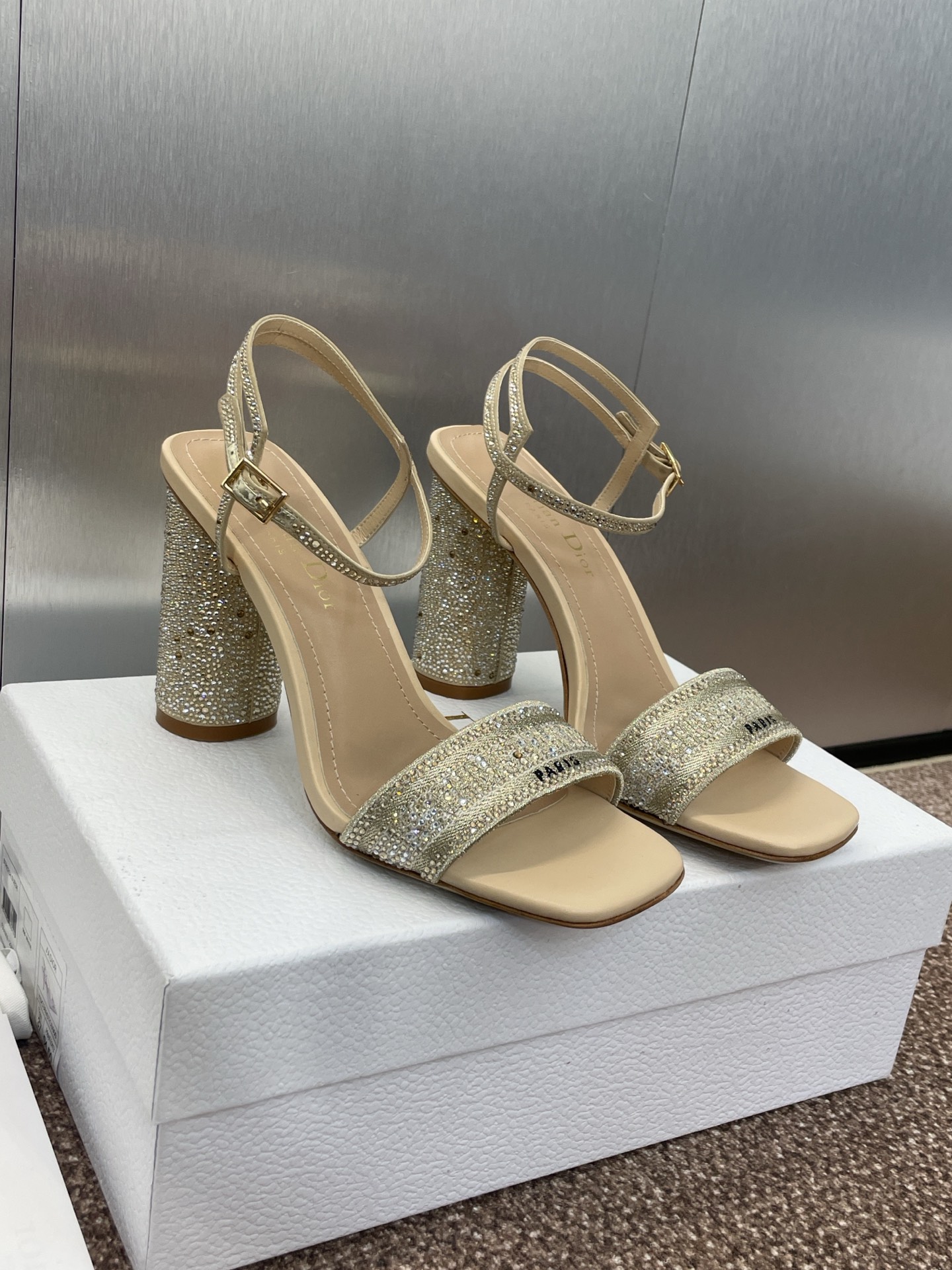 TOP Christian Dior 9.5cm High Heel Sandals - Gold
