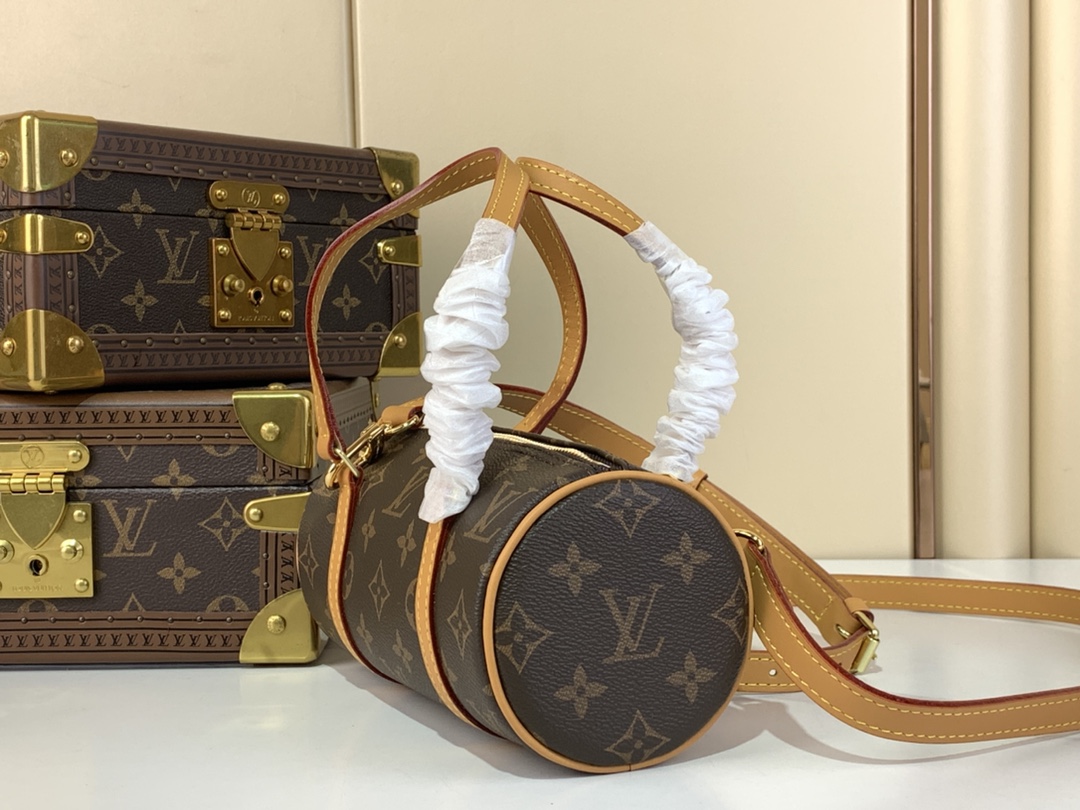 TOP Louis Vuitton LV Monogram Canvas Papillon 19 Bag 21*10*10cm - Brown
