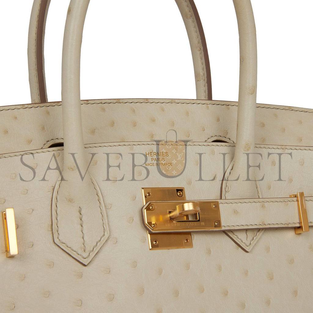 HERMES BIRKIN 30 OSTRICH PALLADIUM HARDWARE (30*22*16cm)