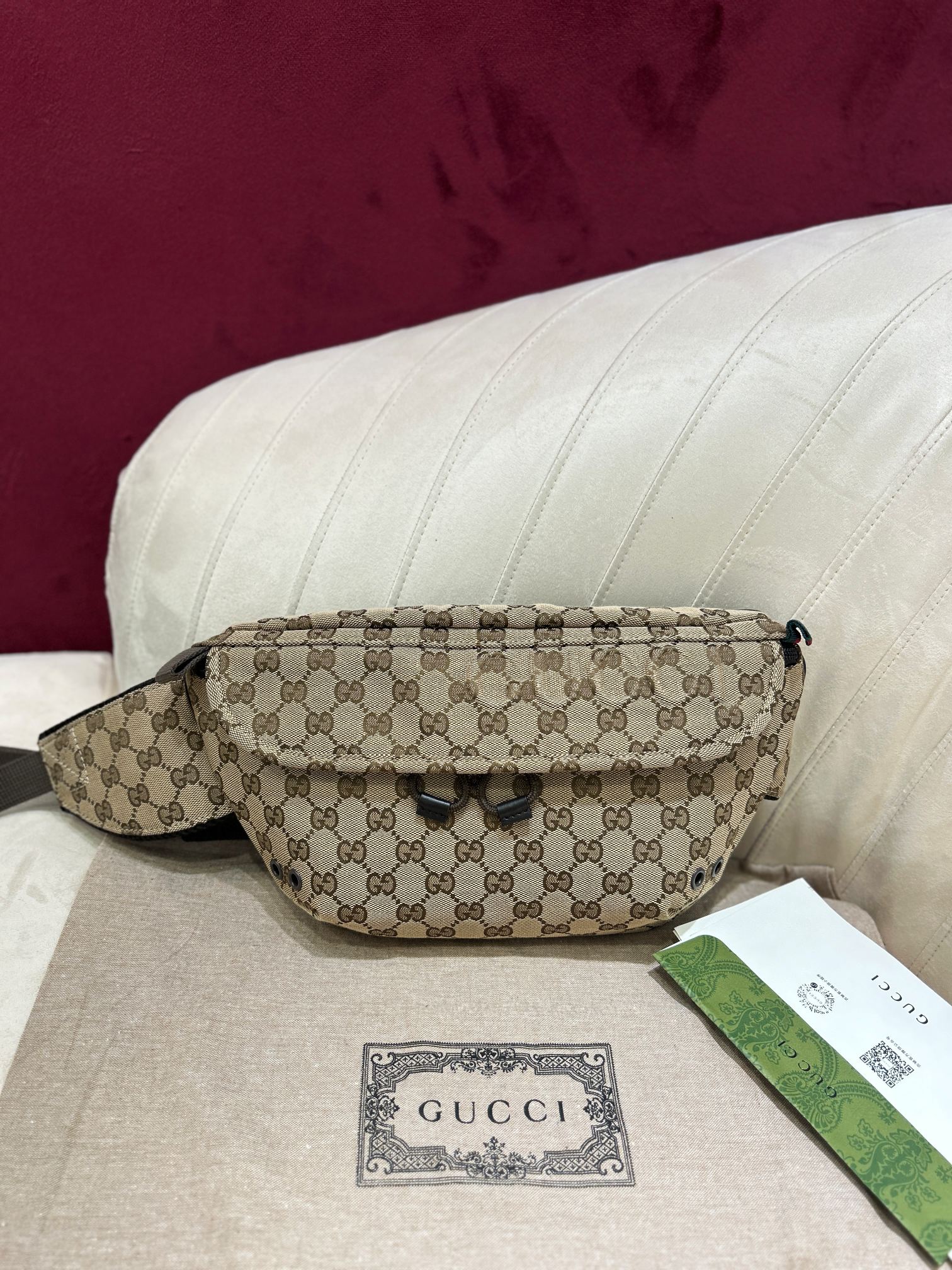 TOP GUCCI Ophidia Waist Bag 32*17*5cm- Brown