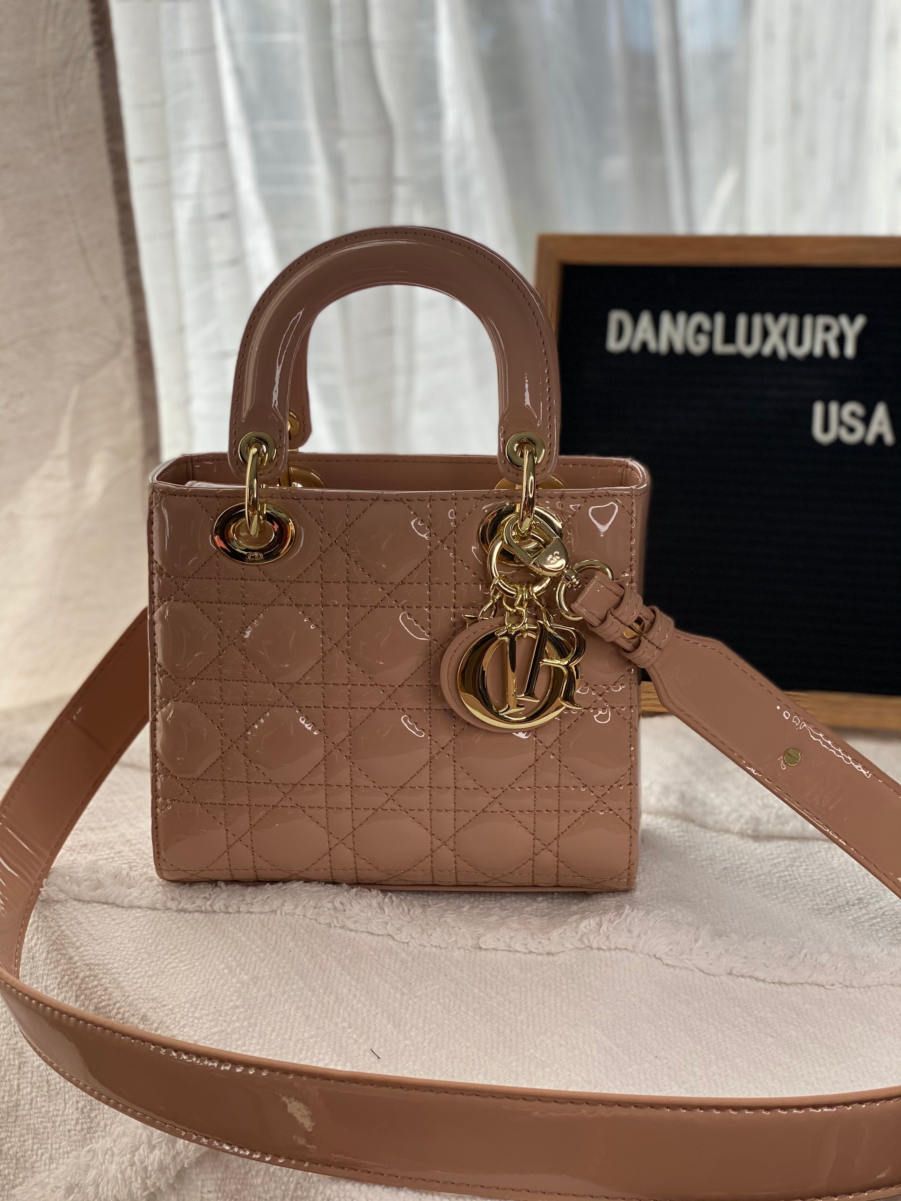 TOP Christian Dior Lady Christian Dior Bag ABC Small Patent Skin - Nude Pink