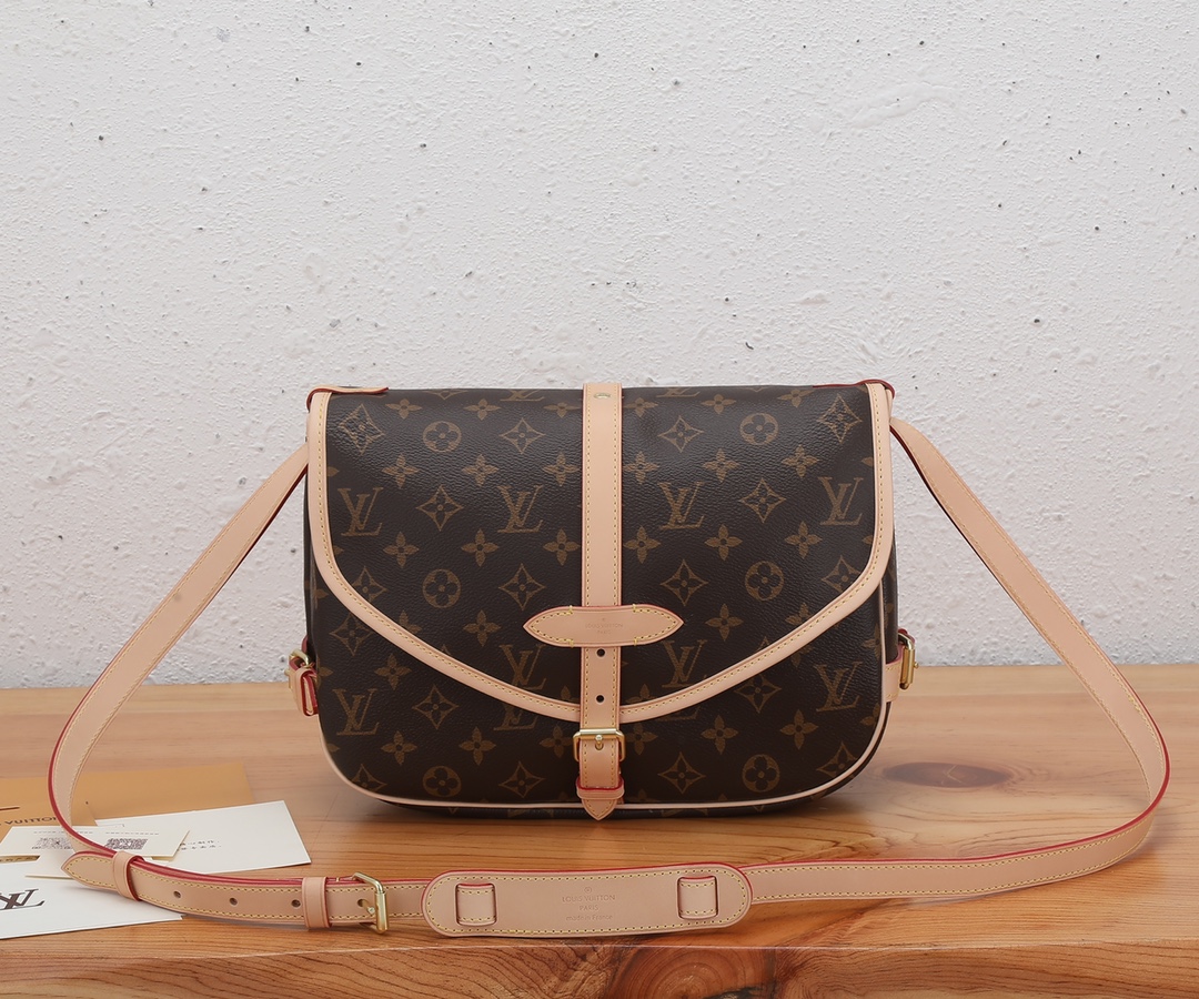 TOP Louis Vuitton LV Monogram Cowhide Diane Bag - 28x11x20cm-Brown