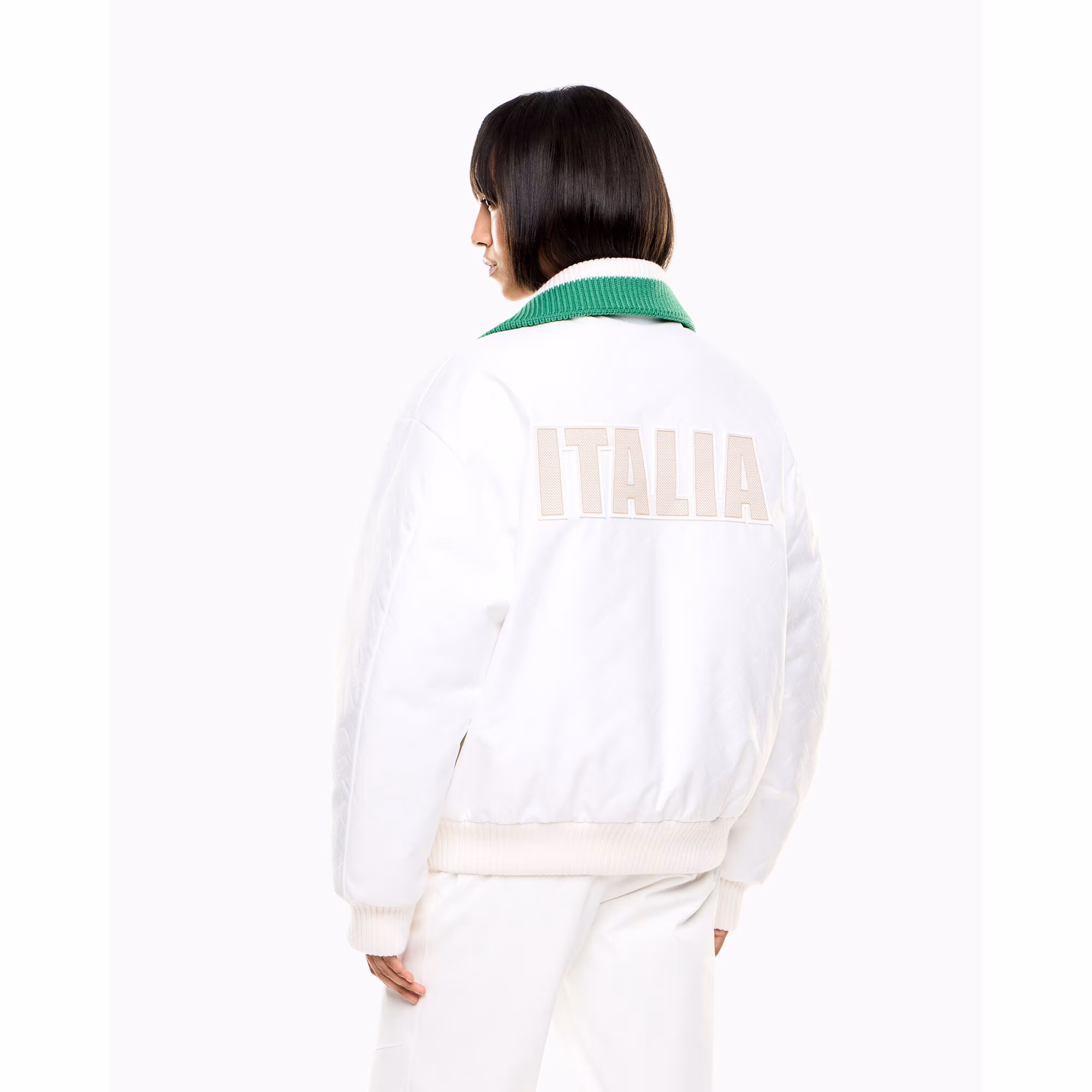 Team Italy EA7 Emporio Armani Podium Bomber Jacket - White - Womens