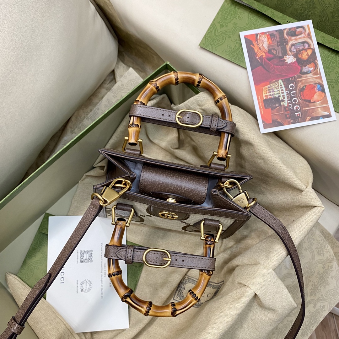 TOP GUCCI G*G Diana Double G Pattern Tote Bag-GHW-20x16x10cm/27x24x11cm