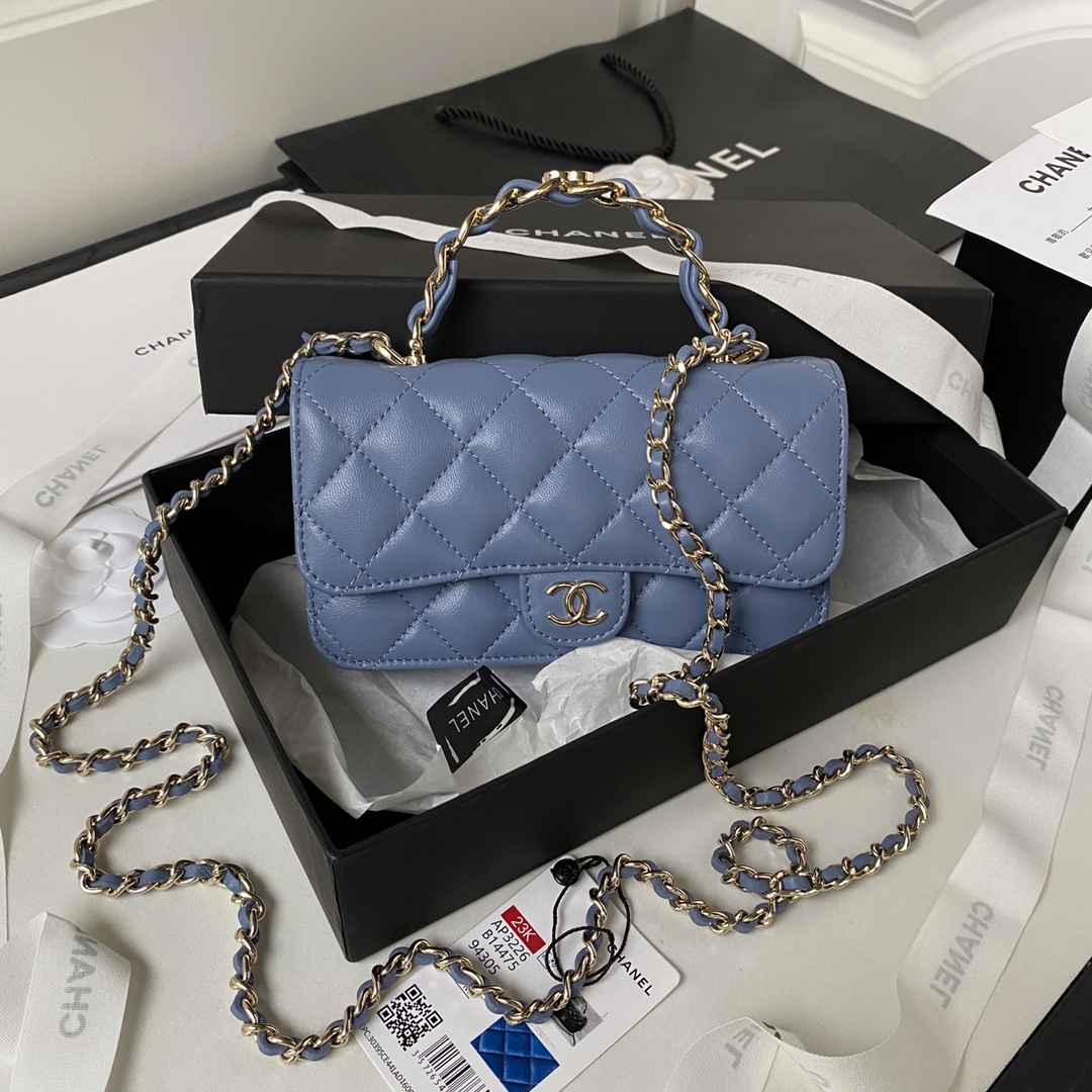 TOP CHANEL Leather Chain Bags - 9.5X17X4cm - 5 Colors - SHW&GHW