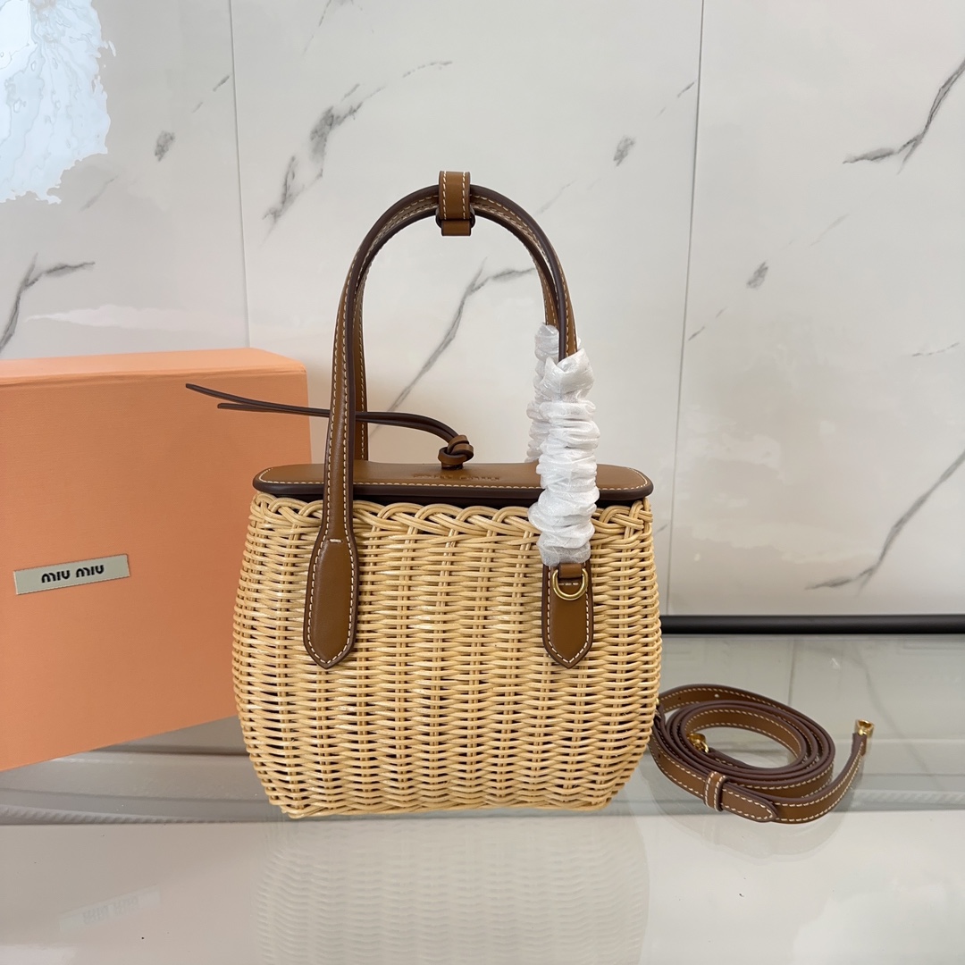 TOP Miu Miu Vine Edible Vegetable Basket Bag 15x20x8.5cm