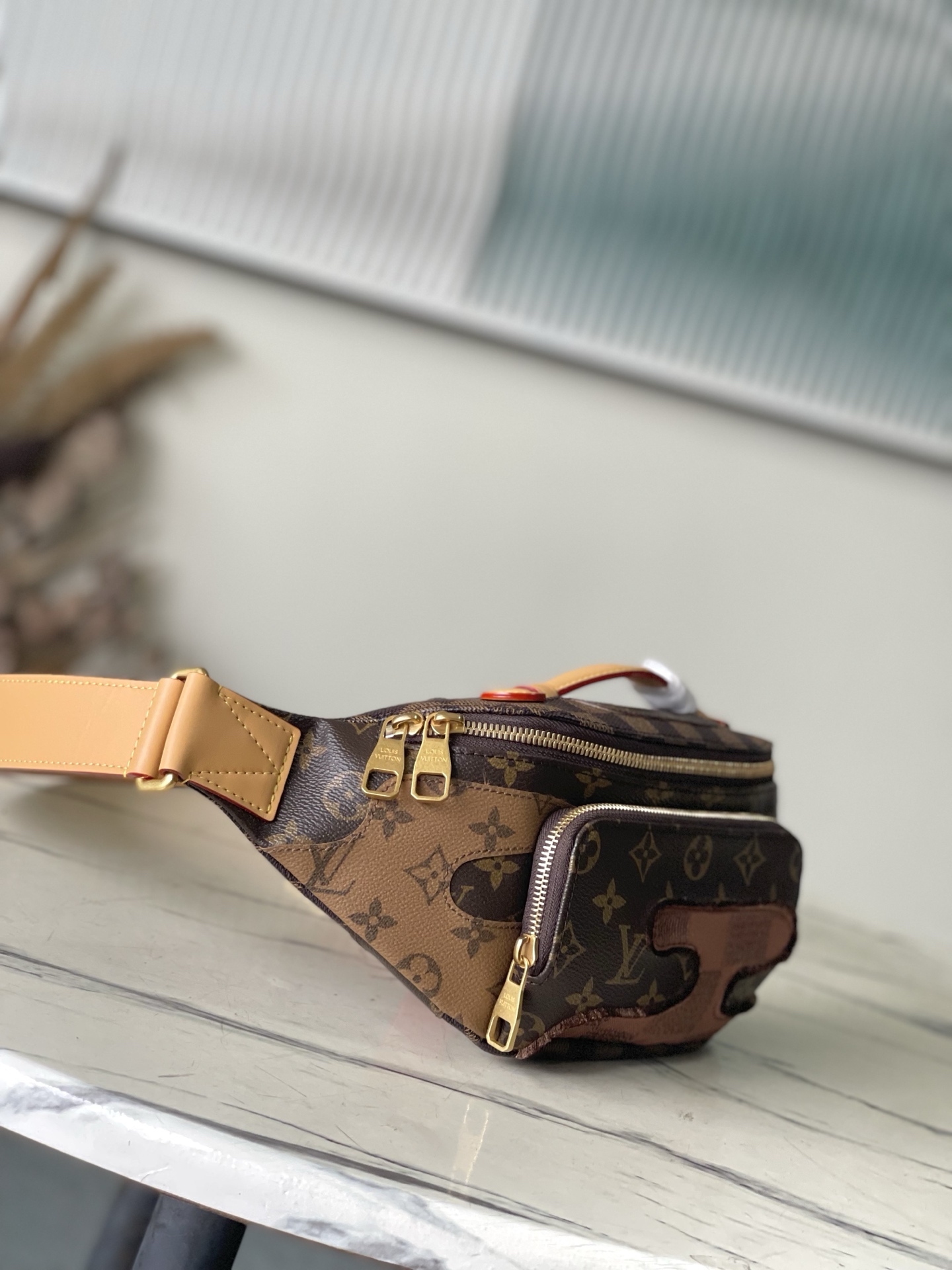 TOP Louis Vuitton LV Damier Monogram Reverse Rush Bag 30x15x8cm - Brown