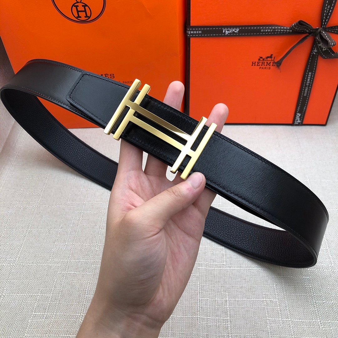 Hermès H Belt Buckle & Reversible Black For Women, Women Belt 380MM