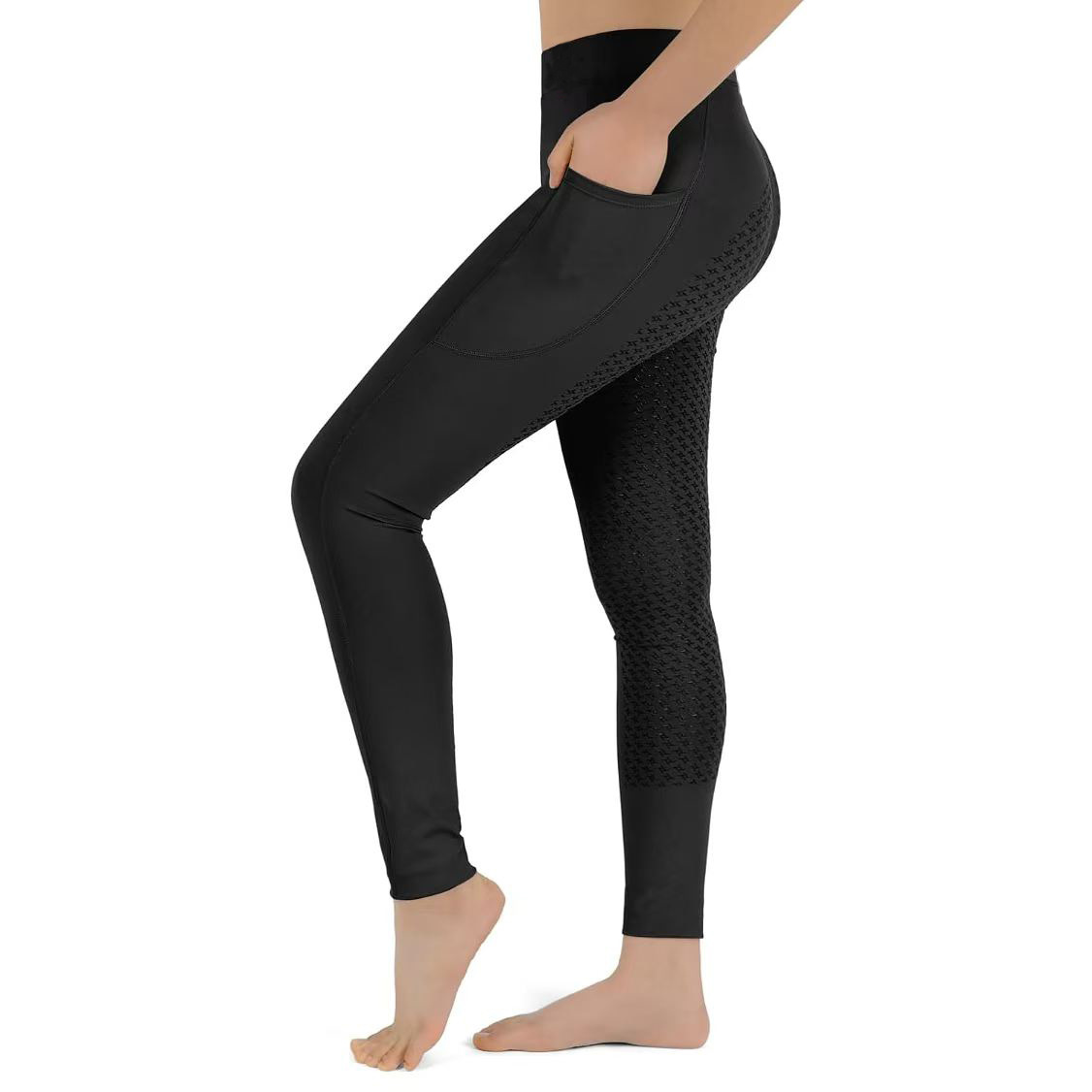 Women Horse Riding Tights Pockets,Women Training Breeches Pants with Silicone Grip