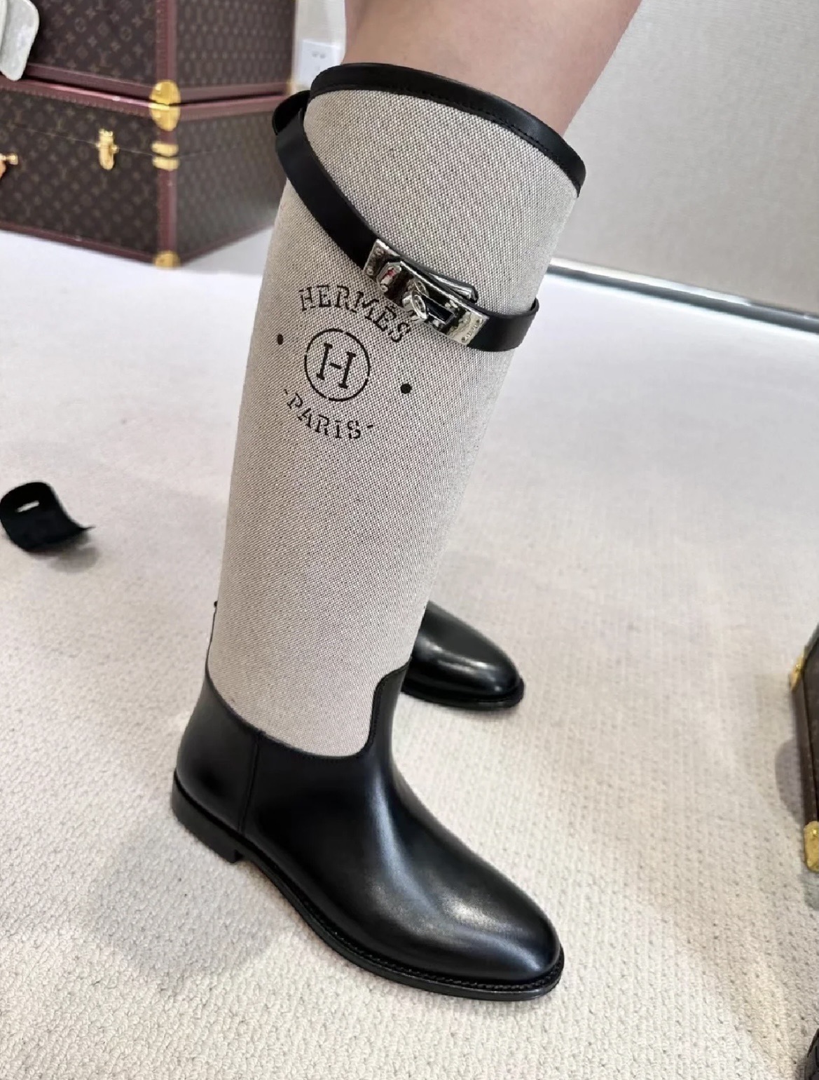 TOP HERMES Kelly Bottes Jumping - Black