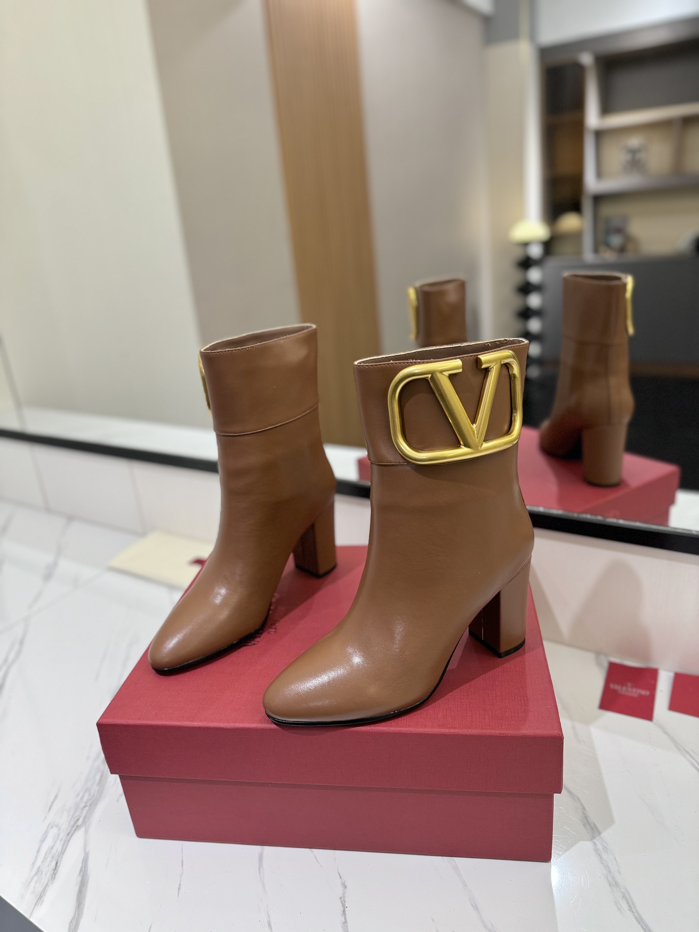 TOP VALENTINO GARAVANI VLOGO 8cm High Heel Boots  - 3 Color