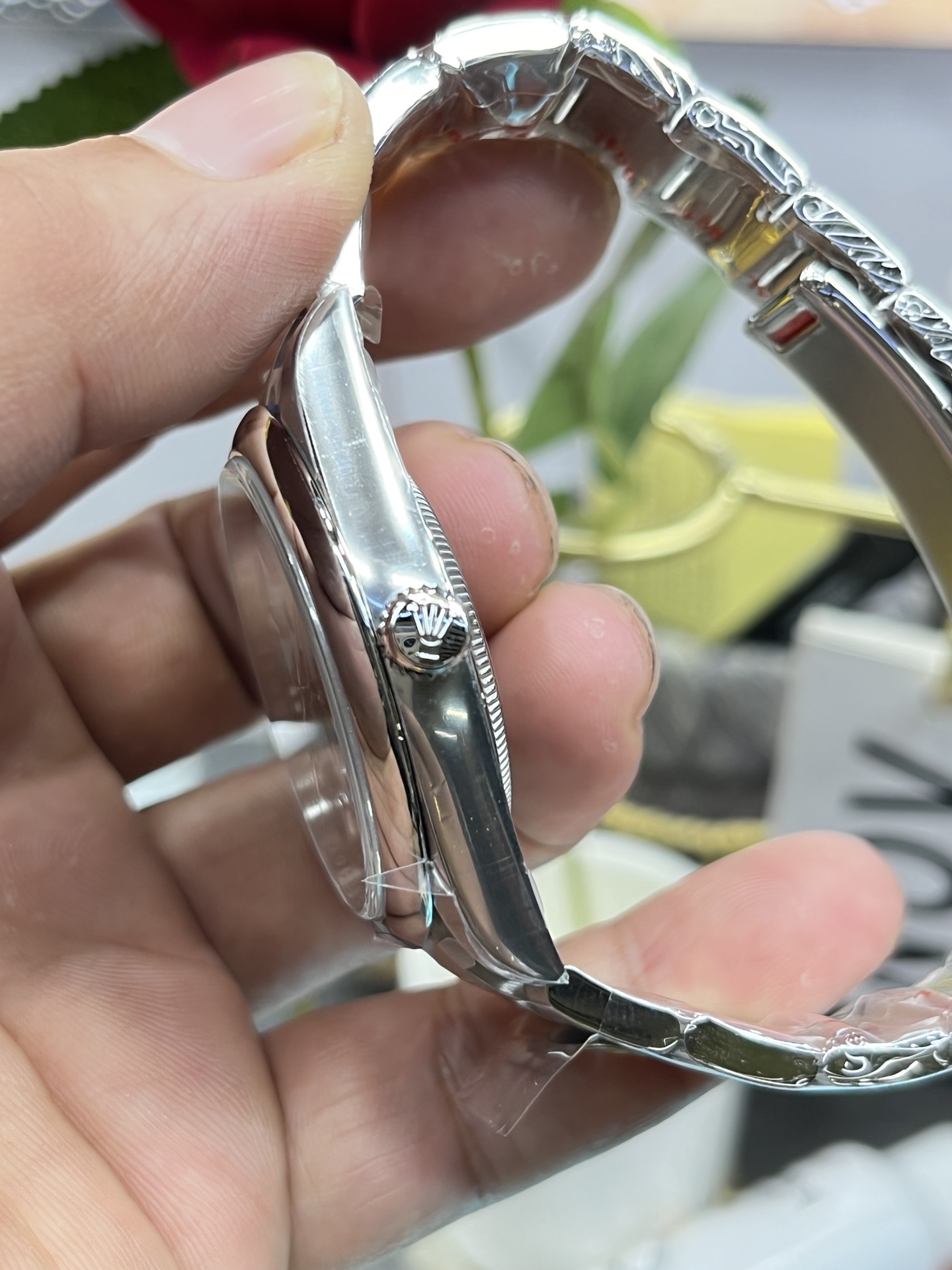 TOP ROLEX Oyster Perpetual W36mm Stainless Steel Turquise Blue/Celebration motif Dial Watch - Sliver