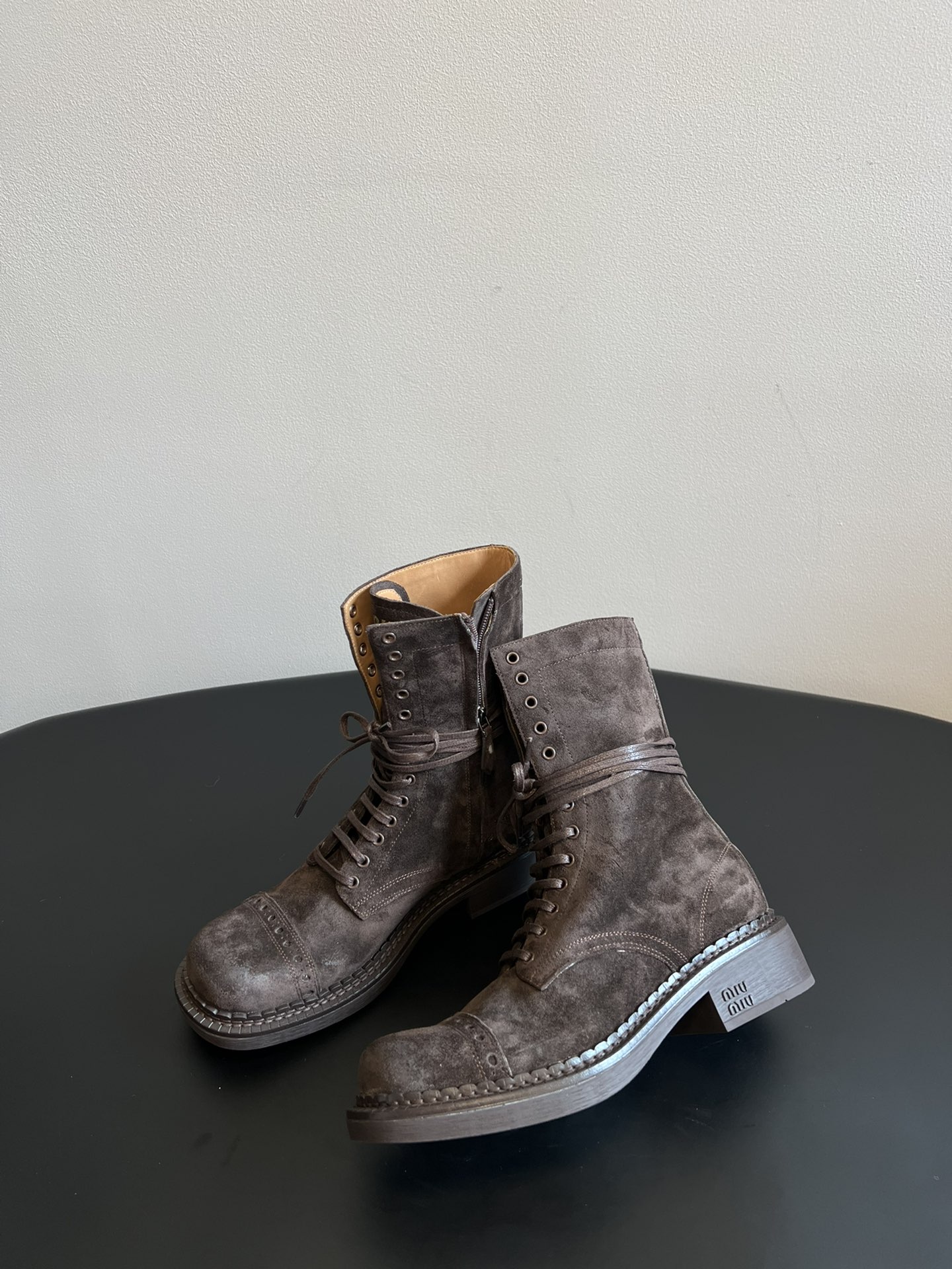 TOP Miu Miu Vegetated Calfskin Short/Long Boots - Brown