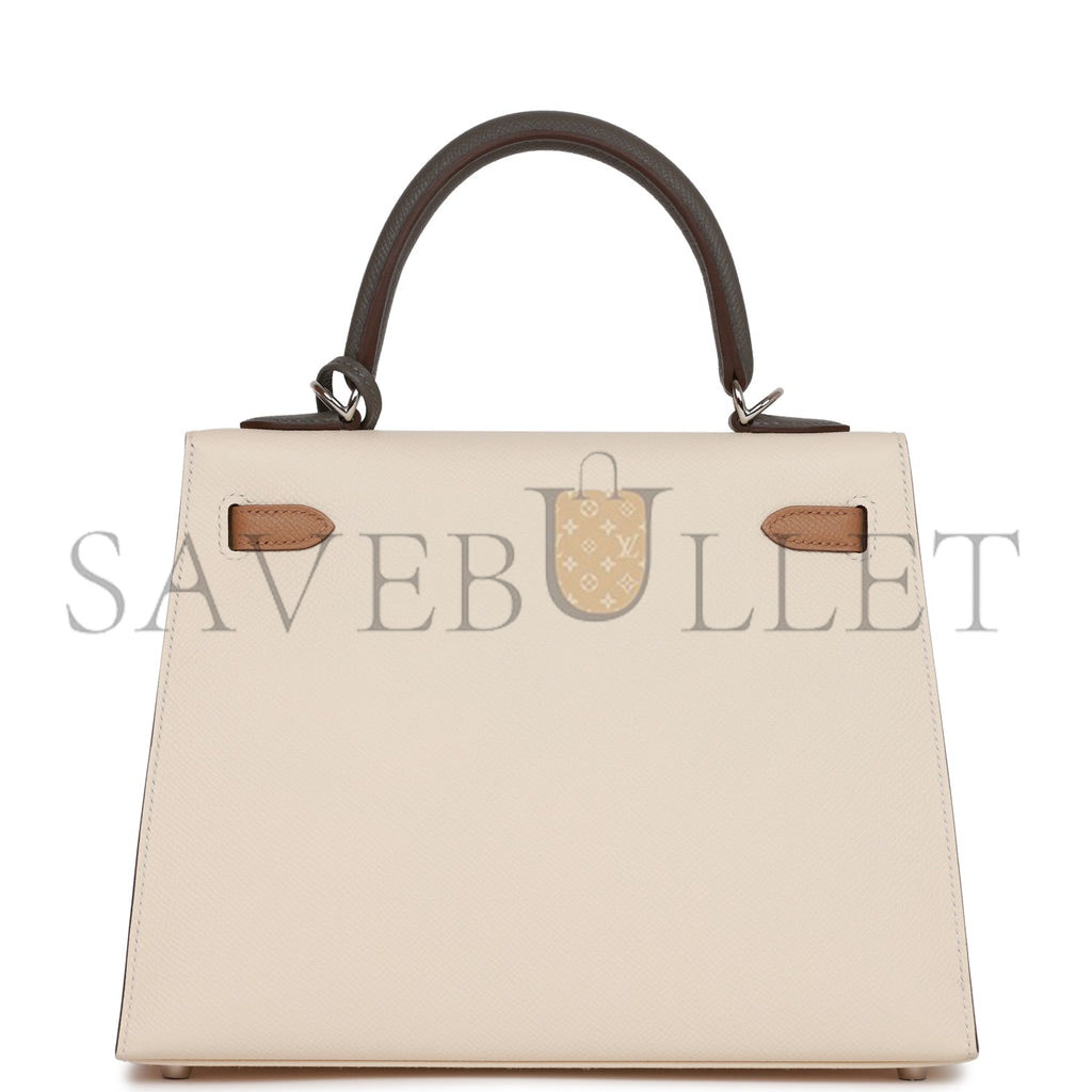 HERMES KELLY 25 SELLIER EPSOM BRUSHED PALLADIUM HARDWARE (25*17*7cm)
