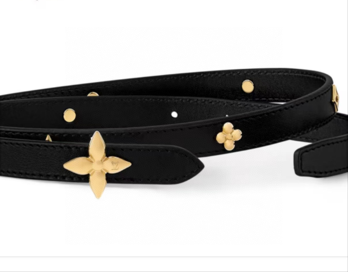 TOP Louis Vuitton LV Monogram Belt  2.5CM - Black