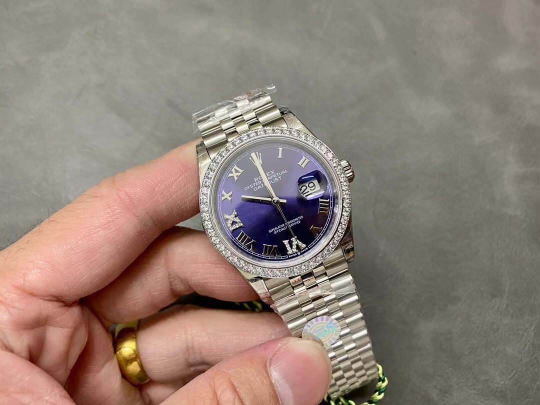 TOP ROLEX Purple Dial Watch 36mm - Sliver
