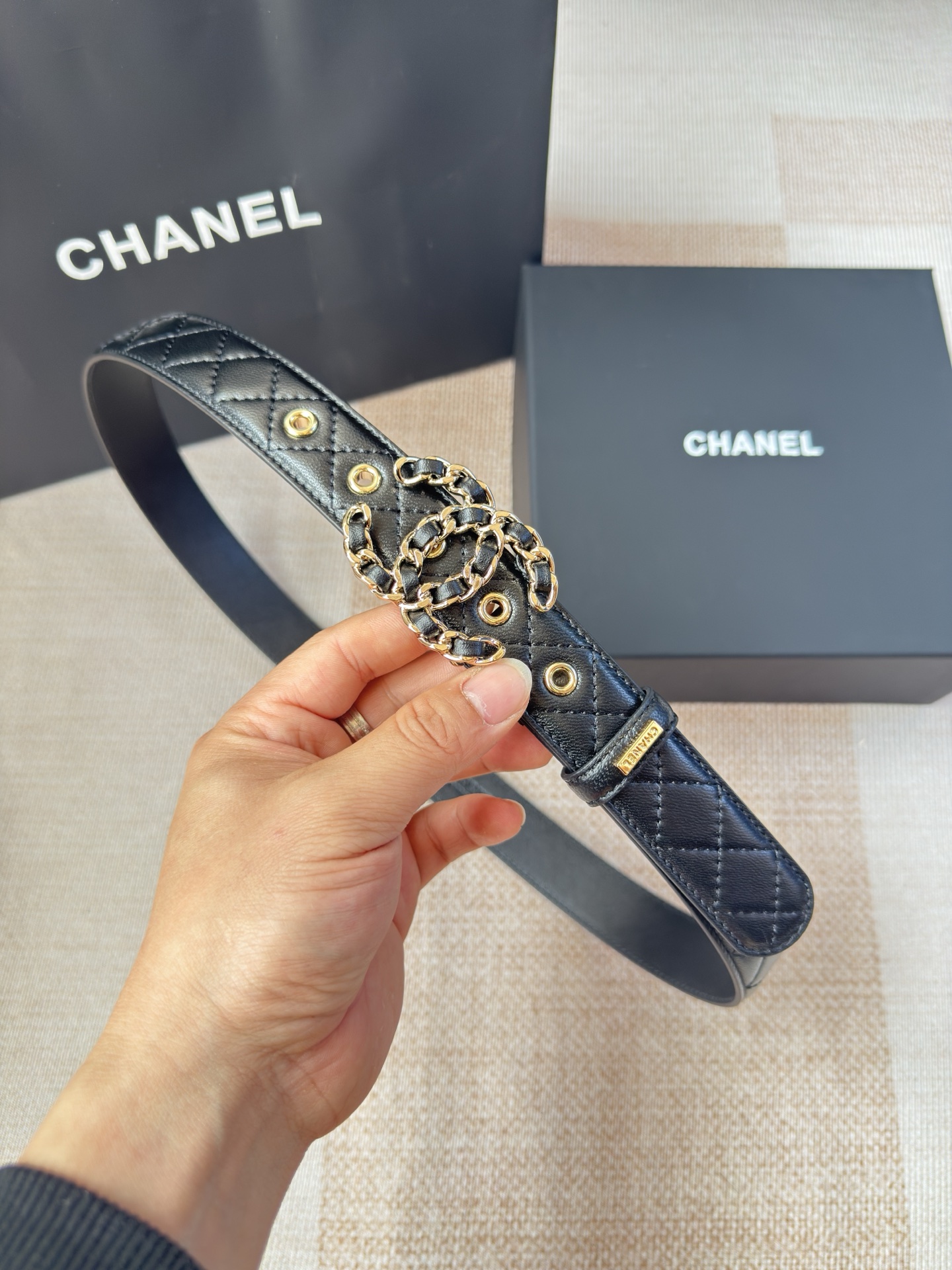 TOP CHANEL CC Leather Belt  - 2 Color - 3.0cm