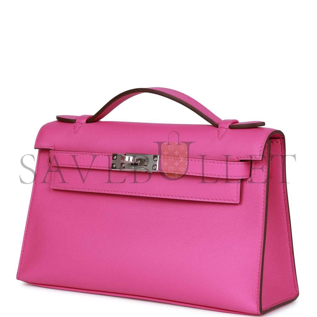HERMES MINI KELLY POCHETTE MAGNOLIA SWIFT PALLADIUM HARDWARE (22*14*7cm)