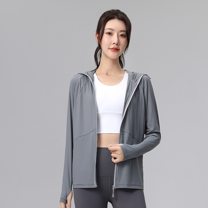 Womens Track Zip Up Cropped Hoodie UPF 50+ Sun Protection