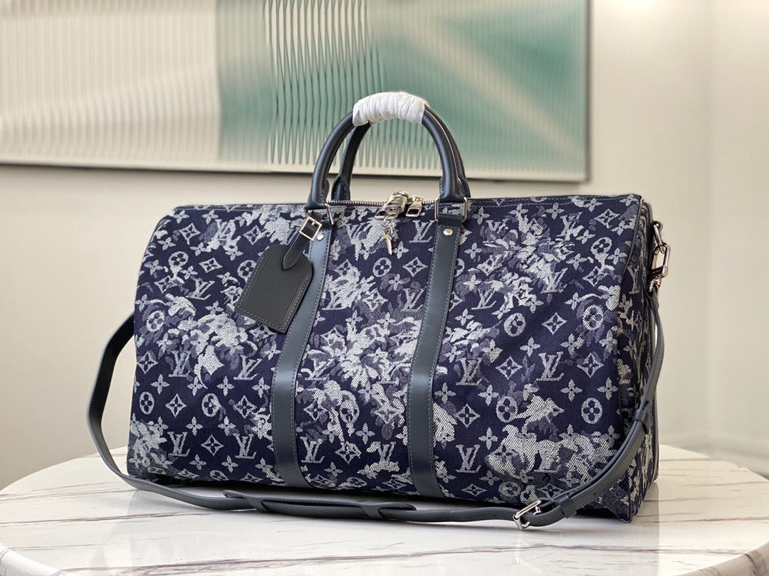 TOP Louis Vuitton LV Duffle Keepall Travel Bag 50cm - Virgil Denim