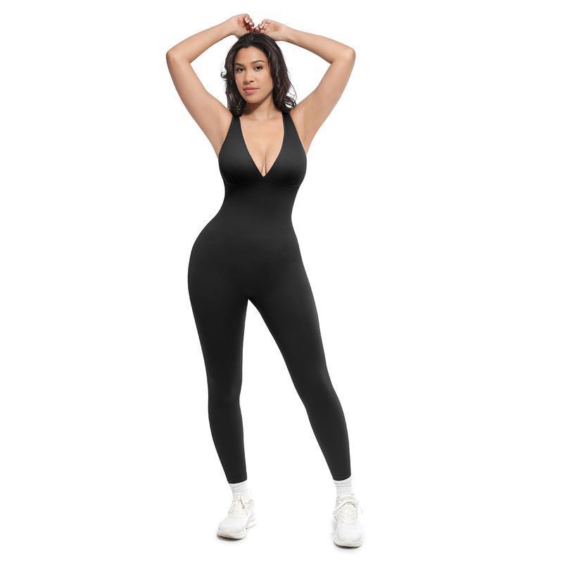 High-elasticity fitness tank top seamless aerial yoga jumpsuit, tummy control, tight-fitting sports backless jumpsuit for women levelkeen