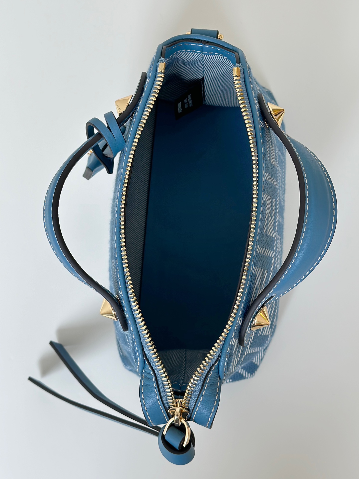 TOP FENDI Boston Handbag Cowboy 29×17×13cm/20×12×9cm - Blue