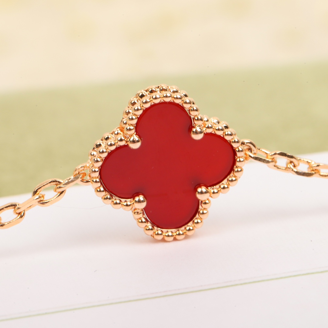 Van Cleef&Arpels VCA alhambra 20 red agate Diamond Necklace