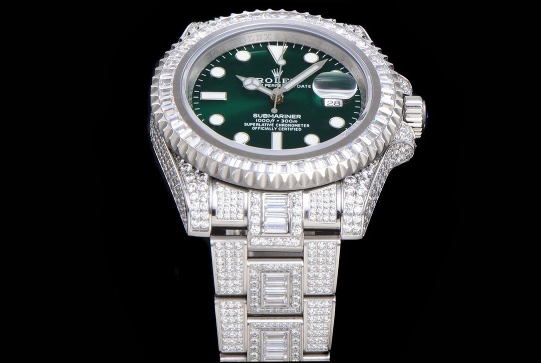 Rolex Submariner Date Type (Green Water Ghost) Full Diamond Modified Watch