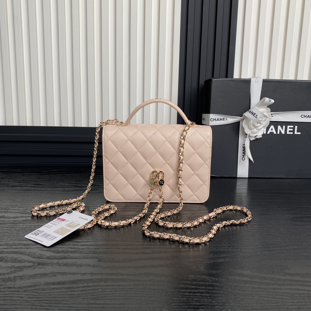 TOP CHANEL Clutch Bag With Chain Grained Calfskin 14x18x3cm - 3 Color & GHW