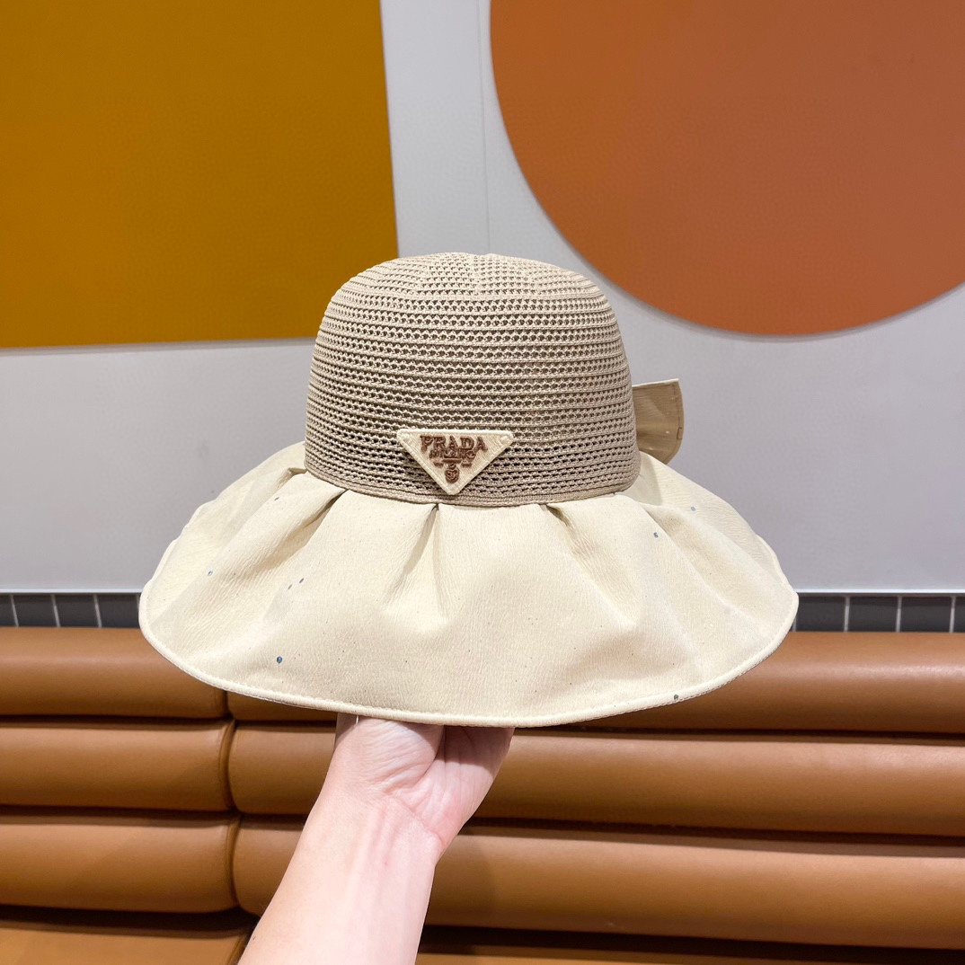 Prada Fisherman's Hat With Mesh Bow Sunhat （Replica）