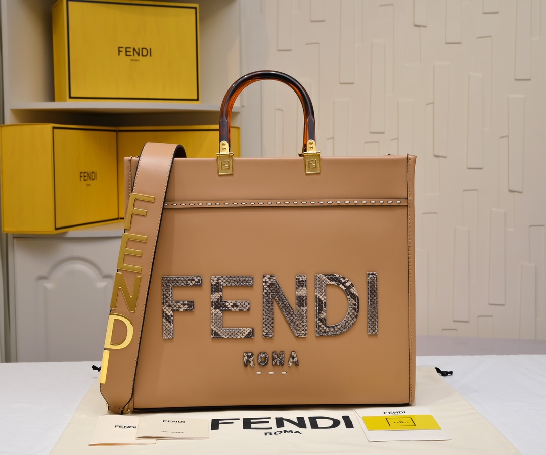 TOP FENDI Sunshine Tote Bag 35*31*17cm - Brown