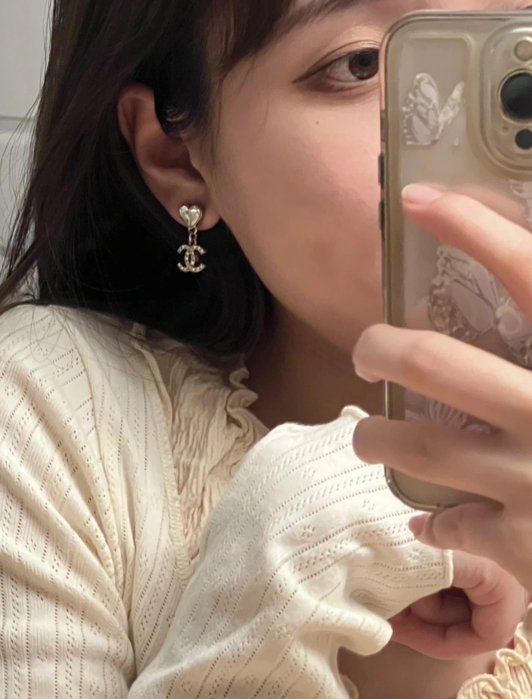 TOP CHANEL Double C and Heart Earrings
