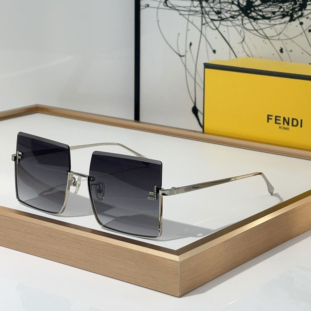 Fendi  Half Frame Thin Metal Frame Sunglasses Top quality （Replica）