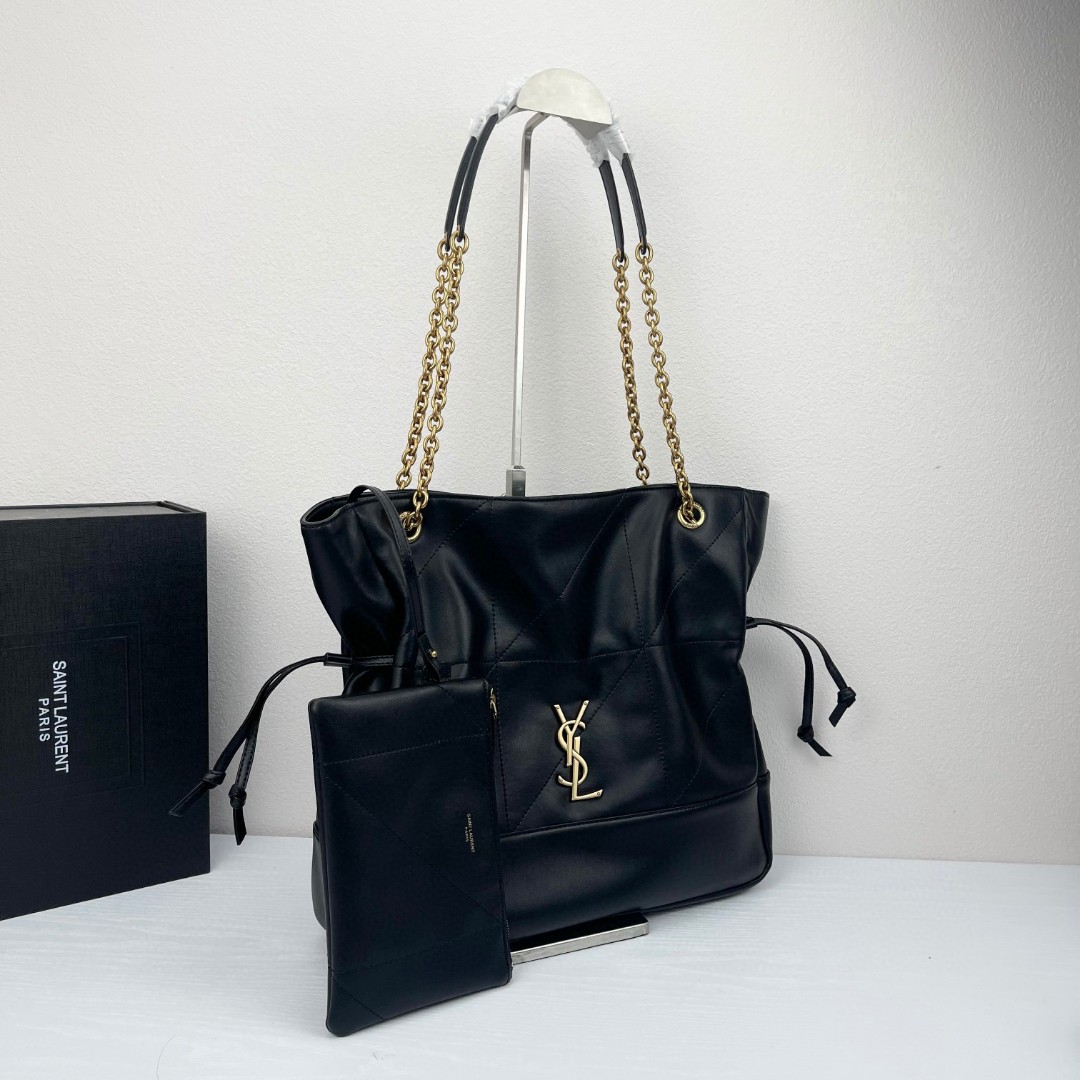 TOP Yves Saint Laurent YSL Jamie 4.3 Large POCHON Bag Lambskin 35x35x10cm - Black