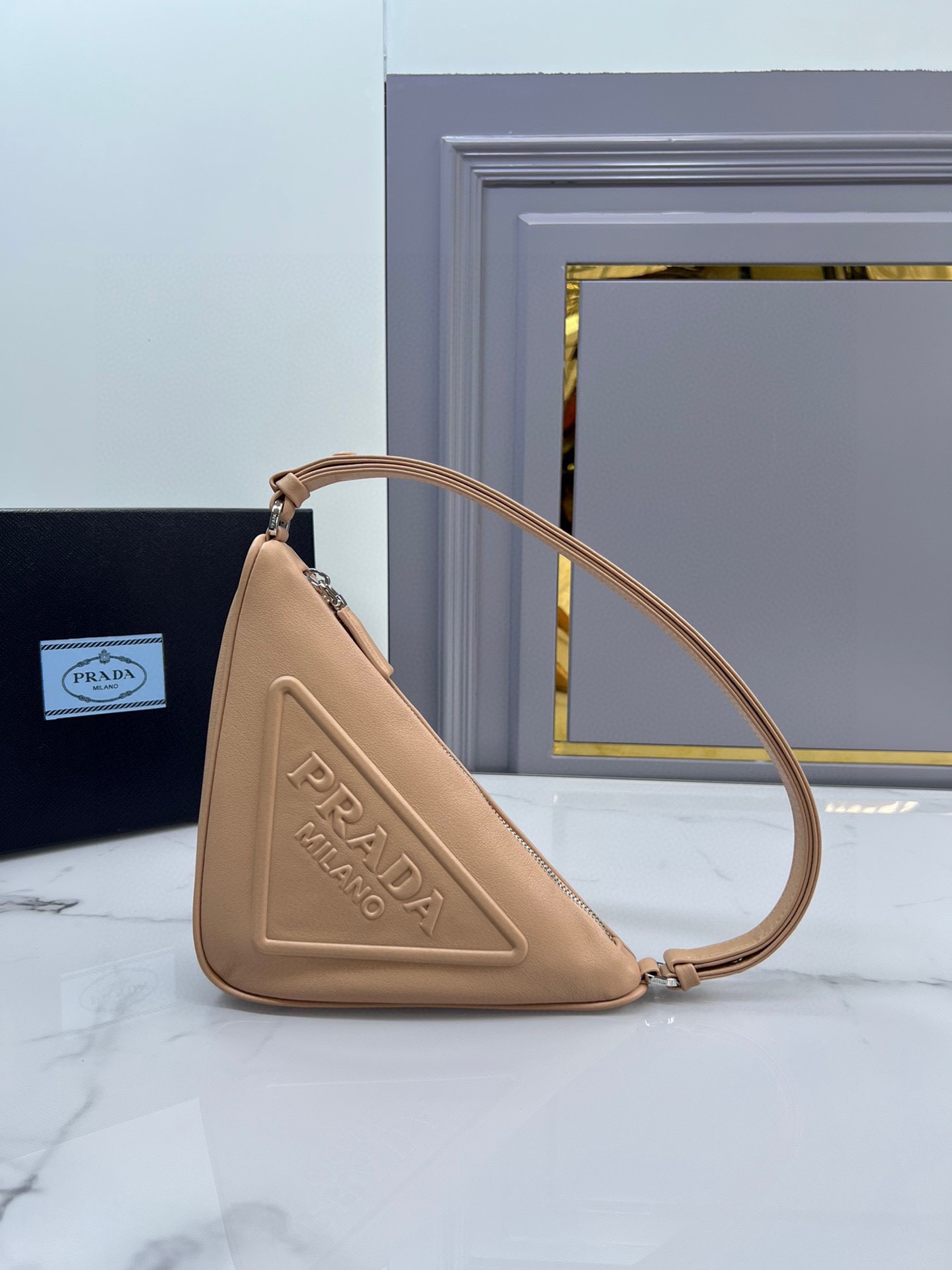 TOP PRADA Calfskin Triangle Bag 26x16x5cm - 4 Color