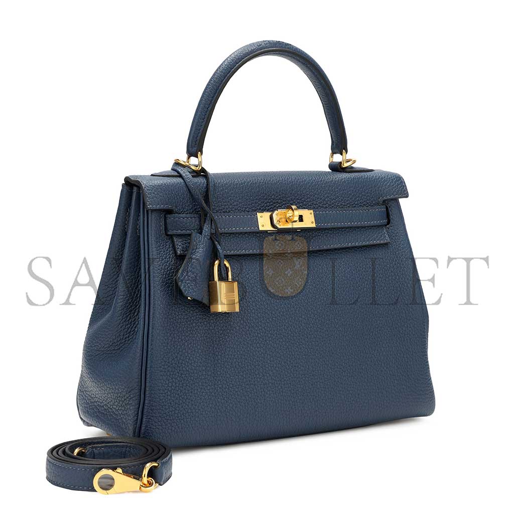 HERMÈS BLUE TOGO RETOURNE KELLY 25 GOLD HARDWARE (25*17*7cm)