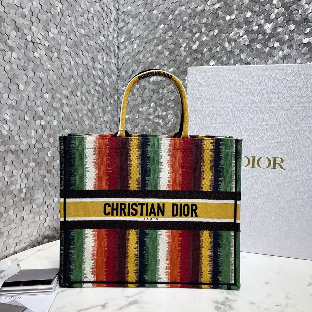 TOP Christian Dior Book Tote Bag D-Stripes Large 41.5cm - Multicolored