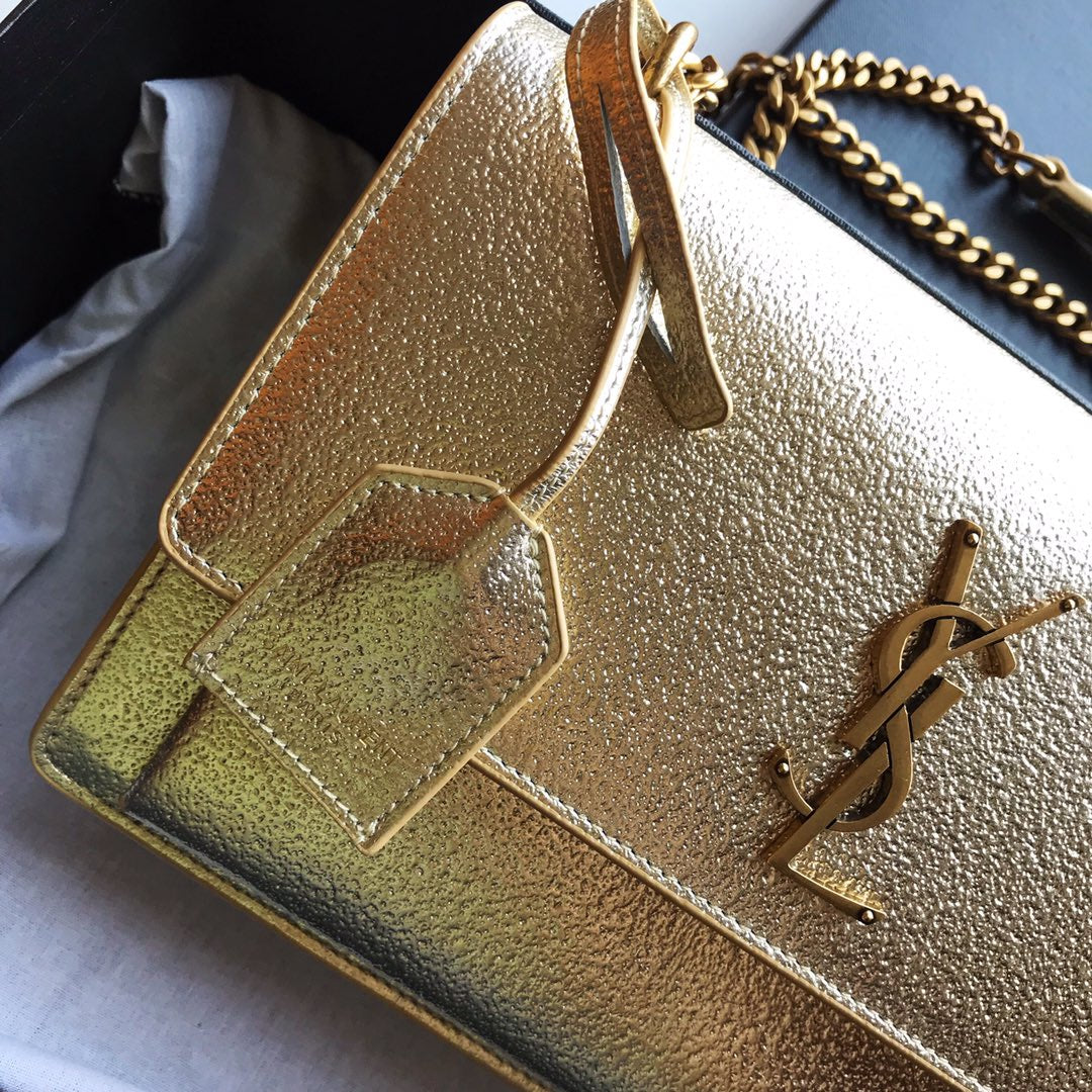 TOP Yves Saint Laurent YSL Sunset Metallic Small Bag - Gold