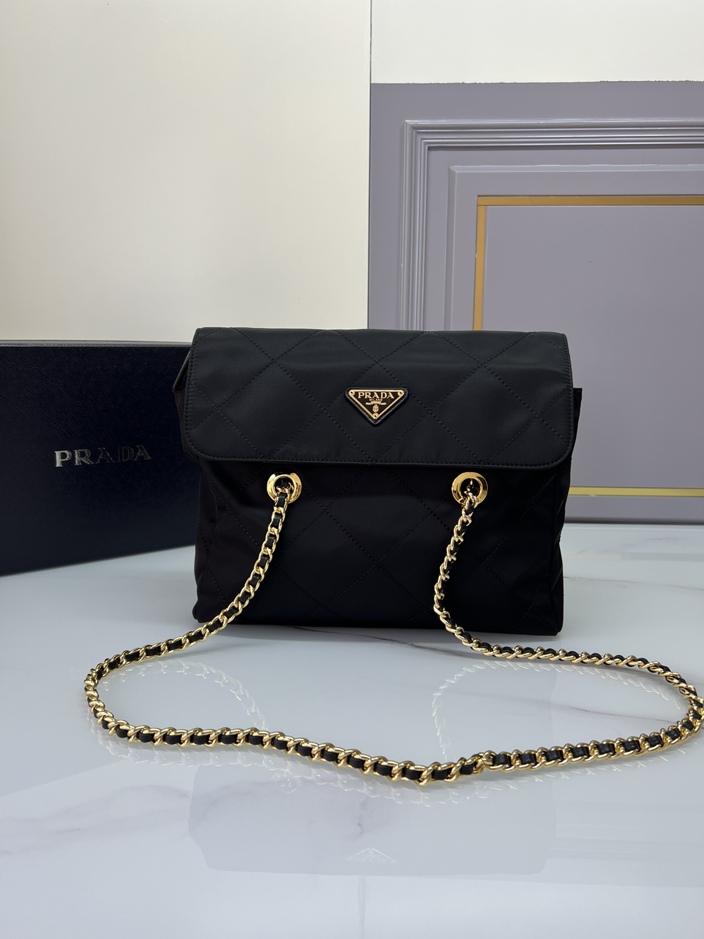 TOP PRADA Chain Ridge Wandering Bag - 18x16x5cm/30x26x6cm