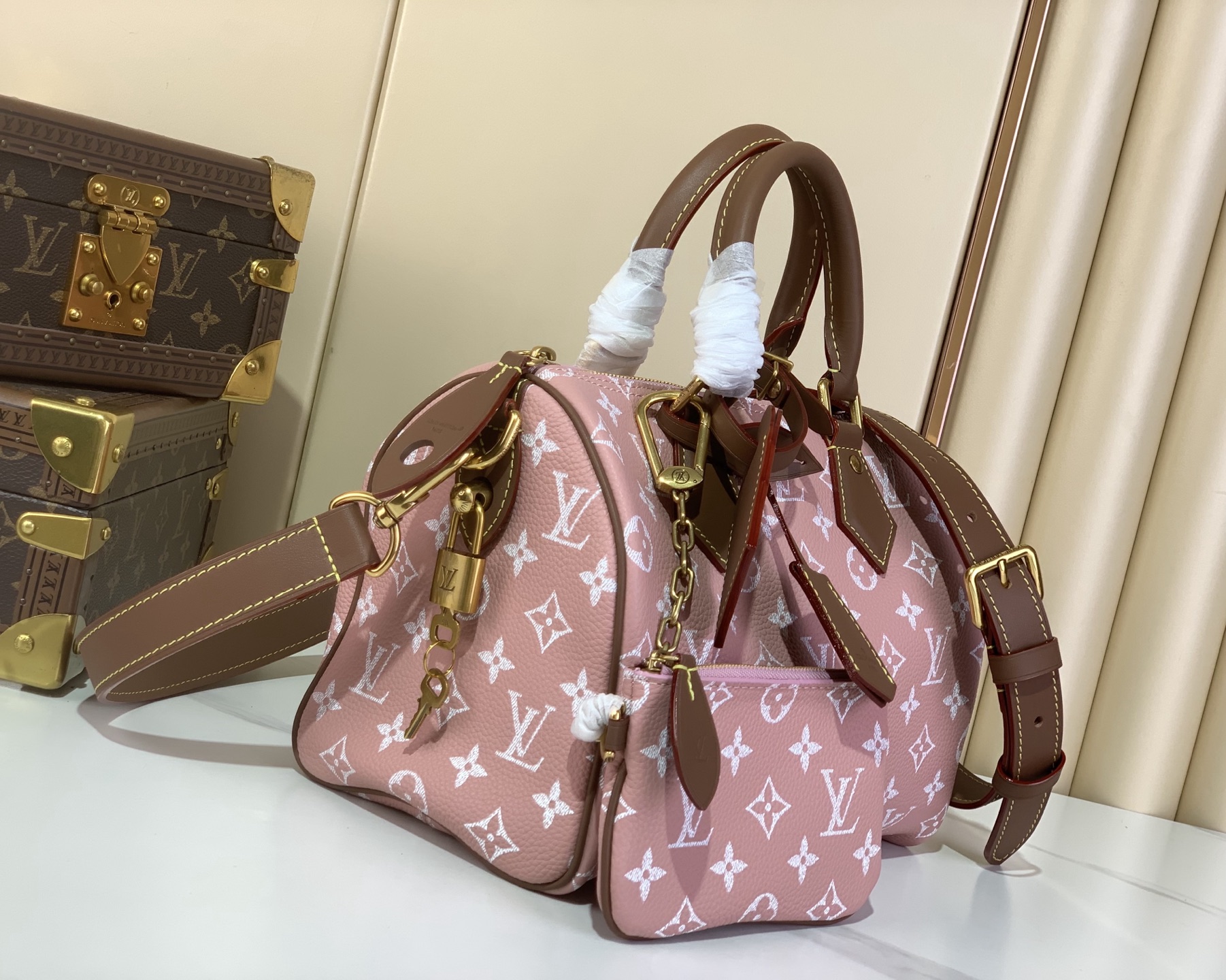 TOP Louis Vuitton LV Speedy 25/40 Bandoulière Bag 25x15x15cm/40x26x23cm - Pink