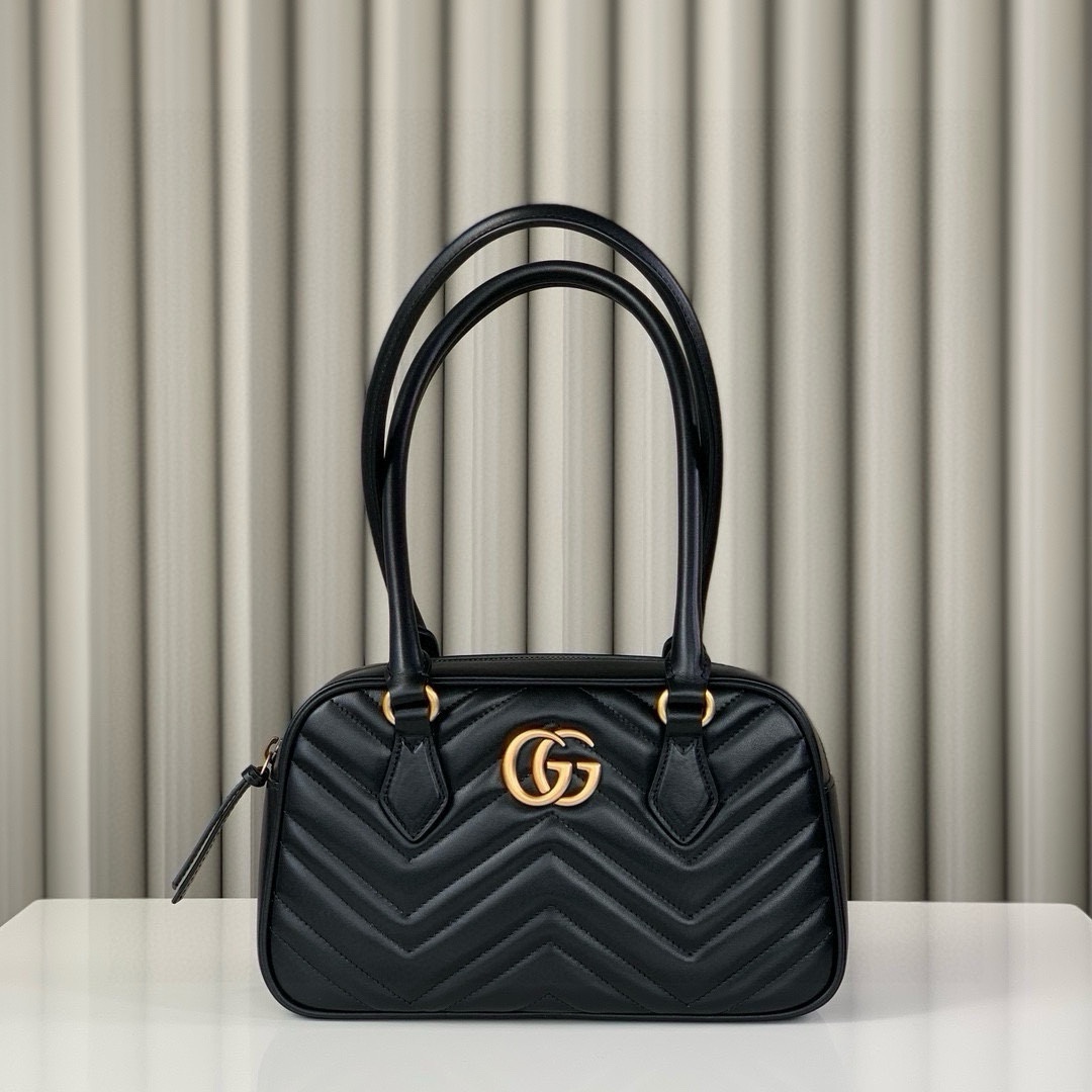 TOP GUCCI Leather Marmont Series Handbags 25.5X15.5X6.5cm/35.5X16.5X7cm - 2 Colors&GHW