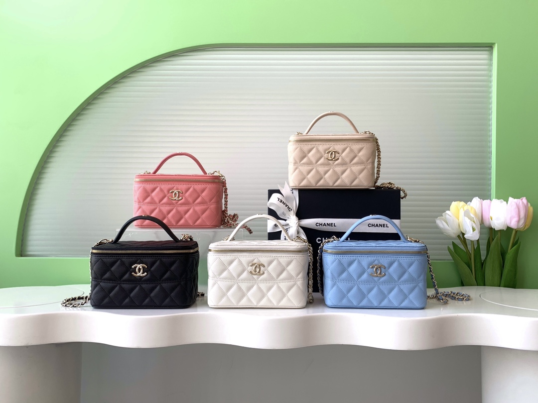 TOP CHANEL Vanity Case Calfskin 17×9.5×8cm - 5 Color