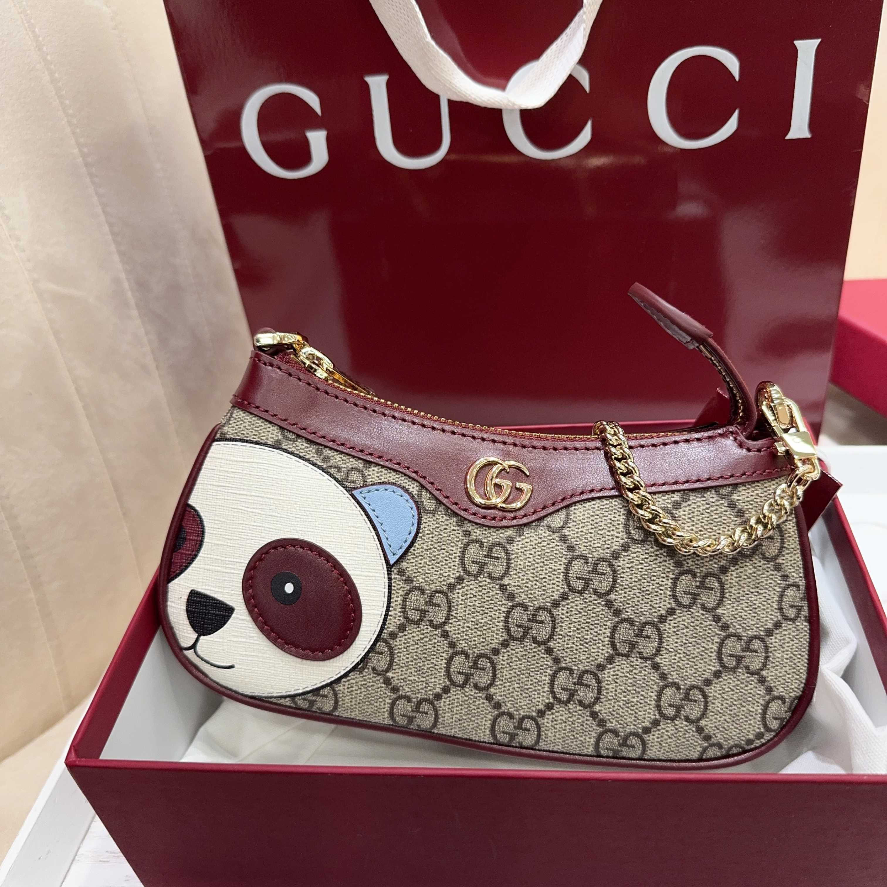 TOP GUCCI Children's Series Chain Bag 19 x 10 x 3.5CM - Brown
