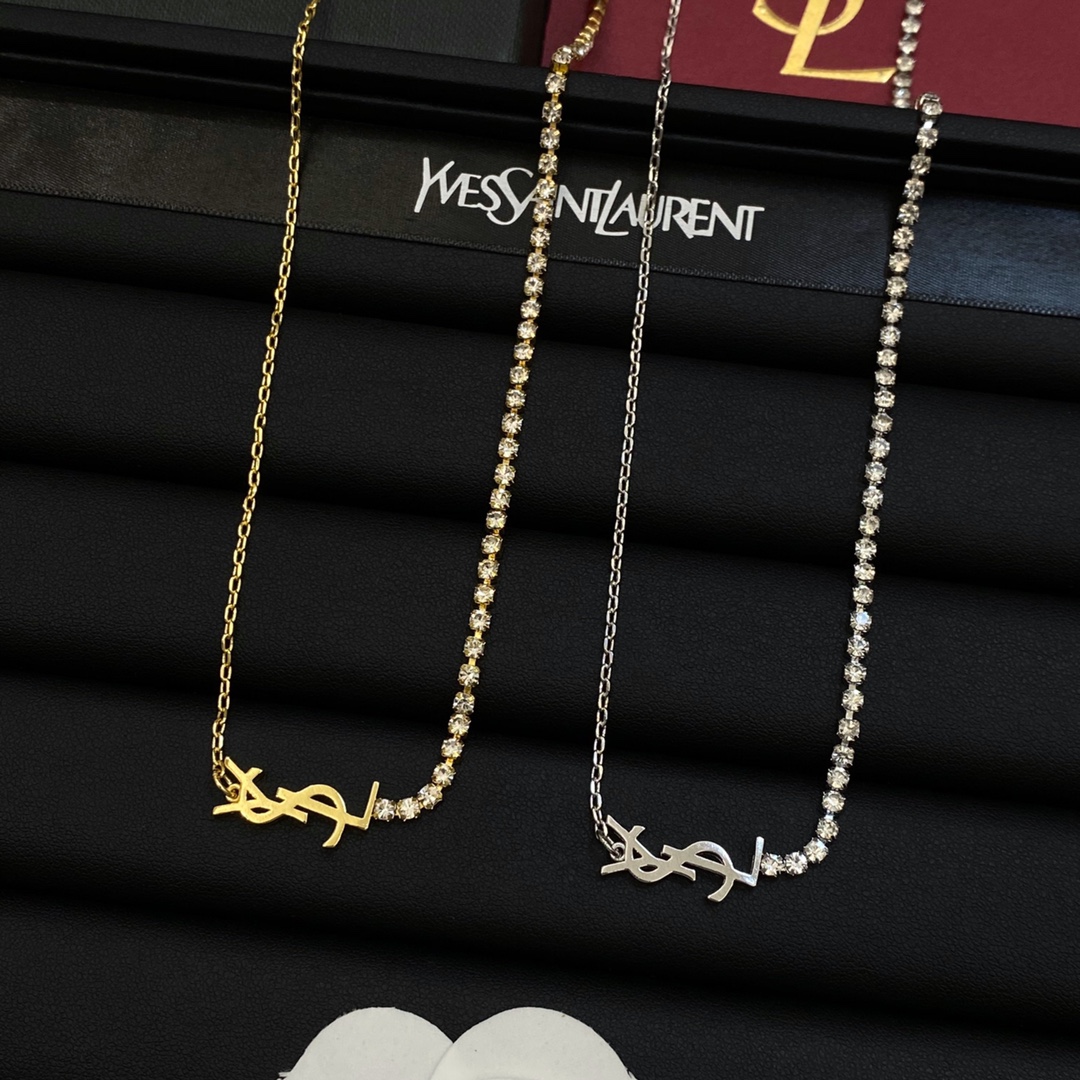 TOP Yves Saint Laurent YSL Necklace - Silver & Gold