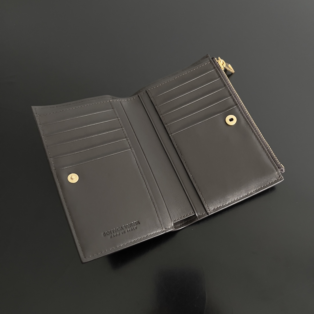 TOP Bottega Veneta BV Cowhide Large Grid Woven Wallet 14.5x9.3x2cm - 4 Colors