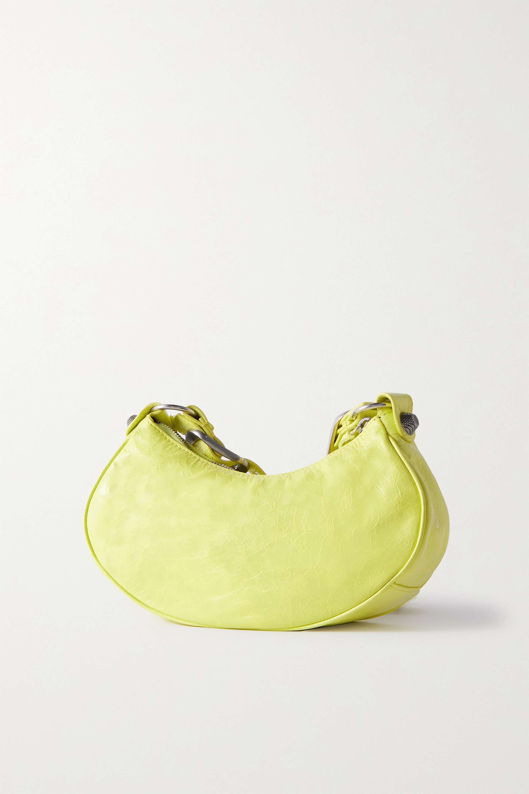BALENCIAGA Le Cagole XS studded crinkled-leather shoulder bag yellow（10A Mirror Version）