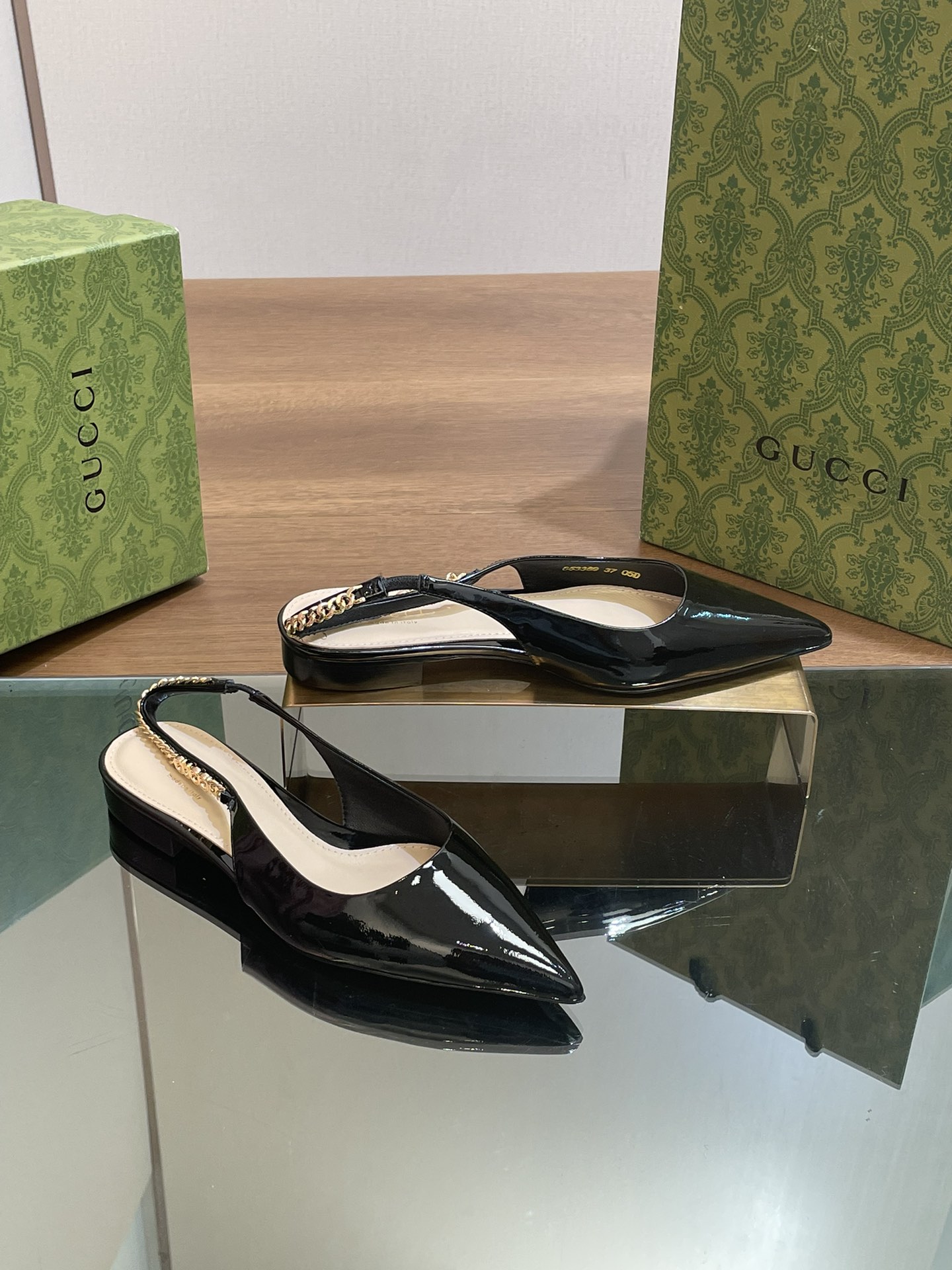 TOP GUCCI Letter Buckle Chain Mules - 6 Color