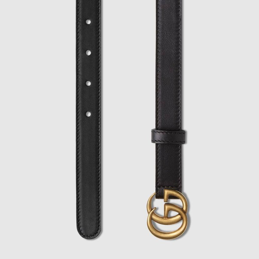 TOP GUCCI Classic Antique Copper Belt - 2CM - Black