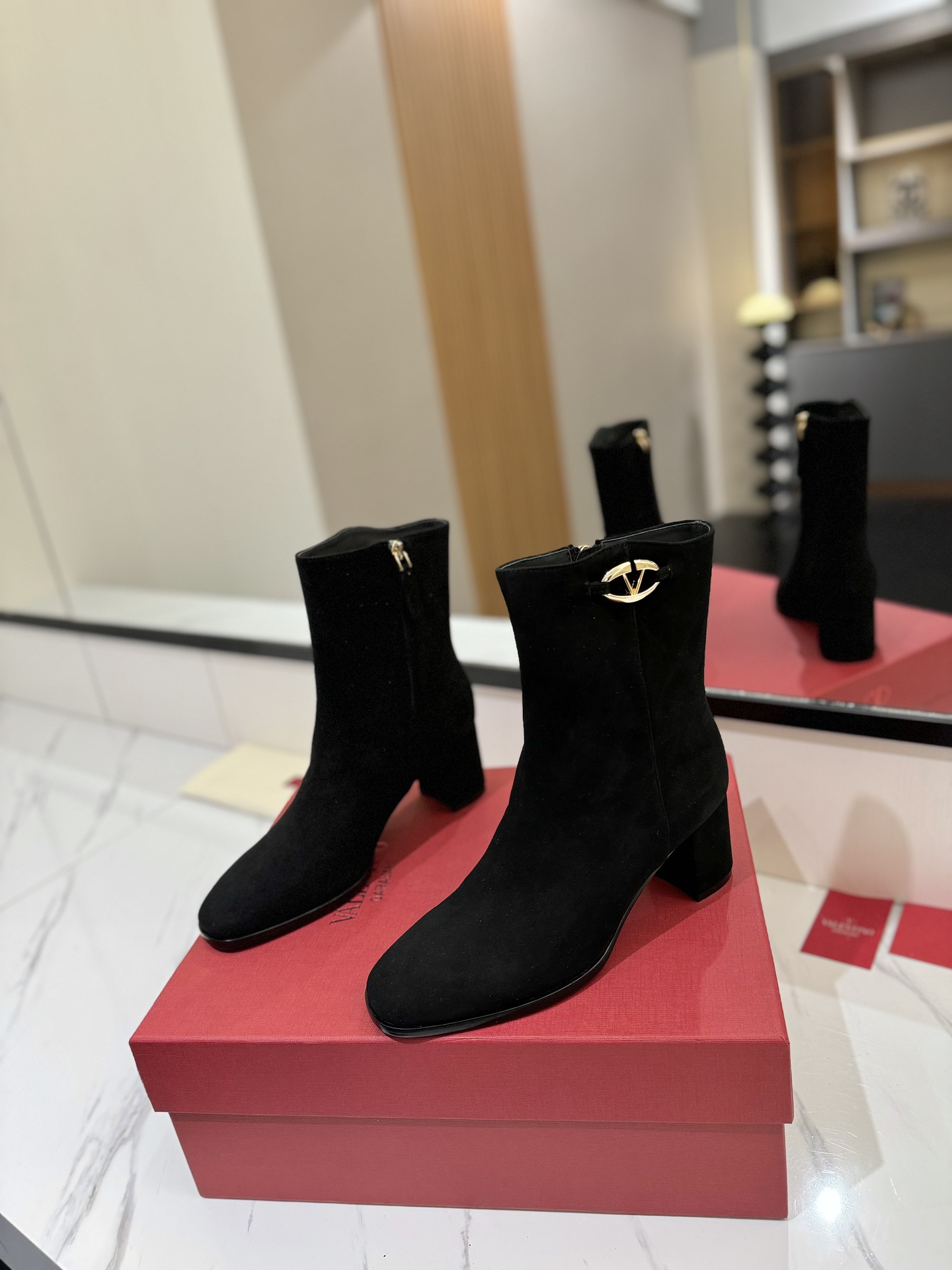 TOP VALENTINO GARAVANI 6cm Mid Heel VLOGO Boots  - 3 Color