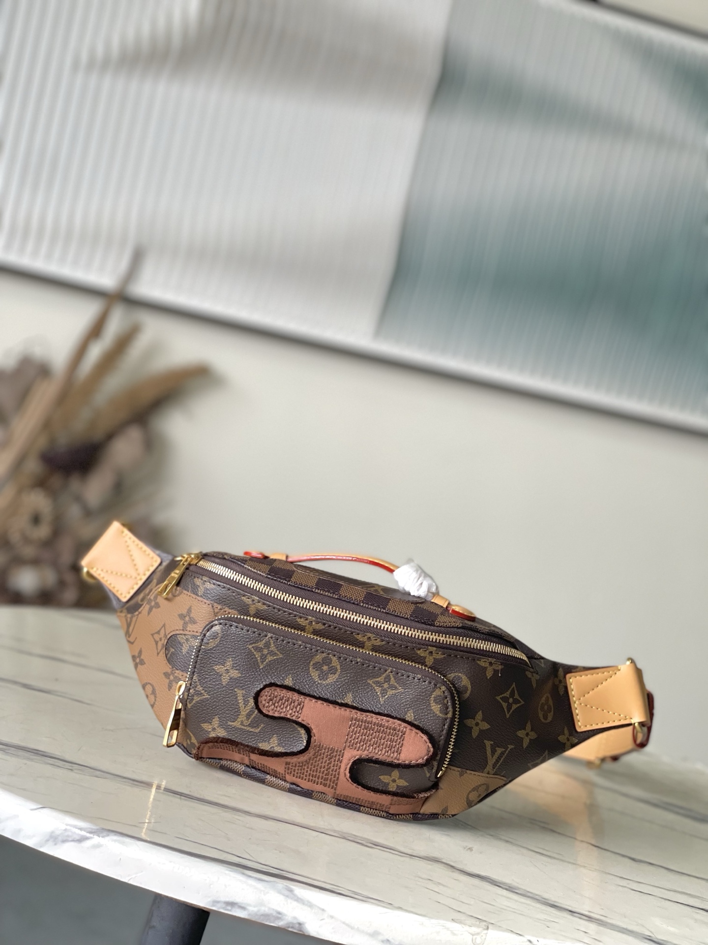 TOP Louis Vuitton LV Damier Monogram Reverse Rush Bag 30x15x8cm - Brown